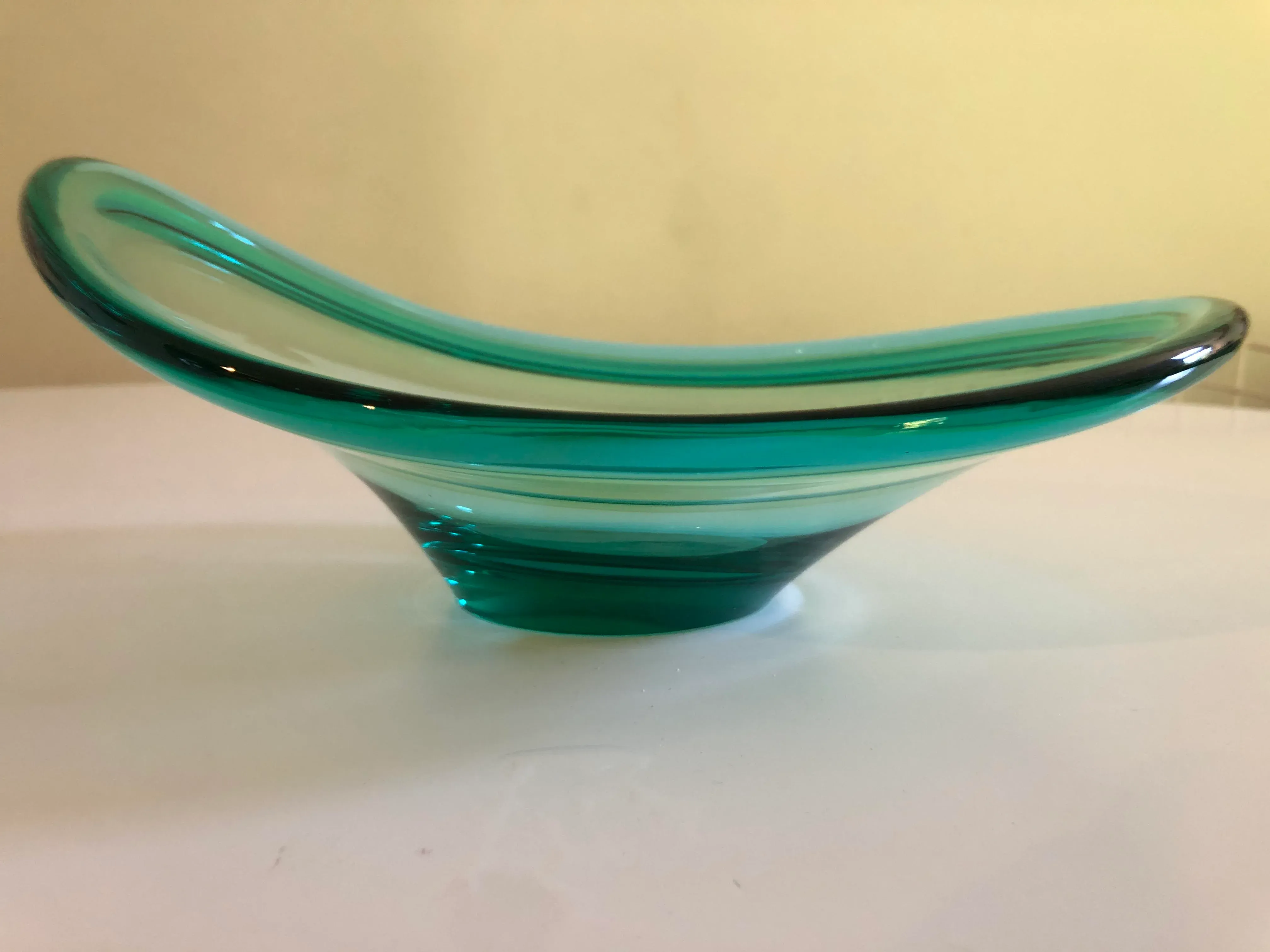 Vintage Per Lutken Holmegaard Turquoise Glass Atomic Mid-Century Danish Bowl Dish