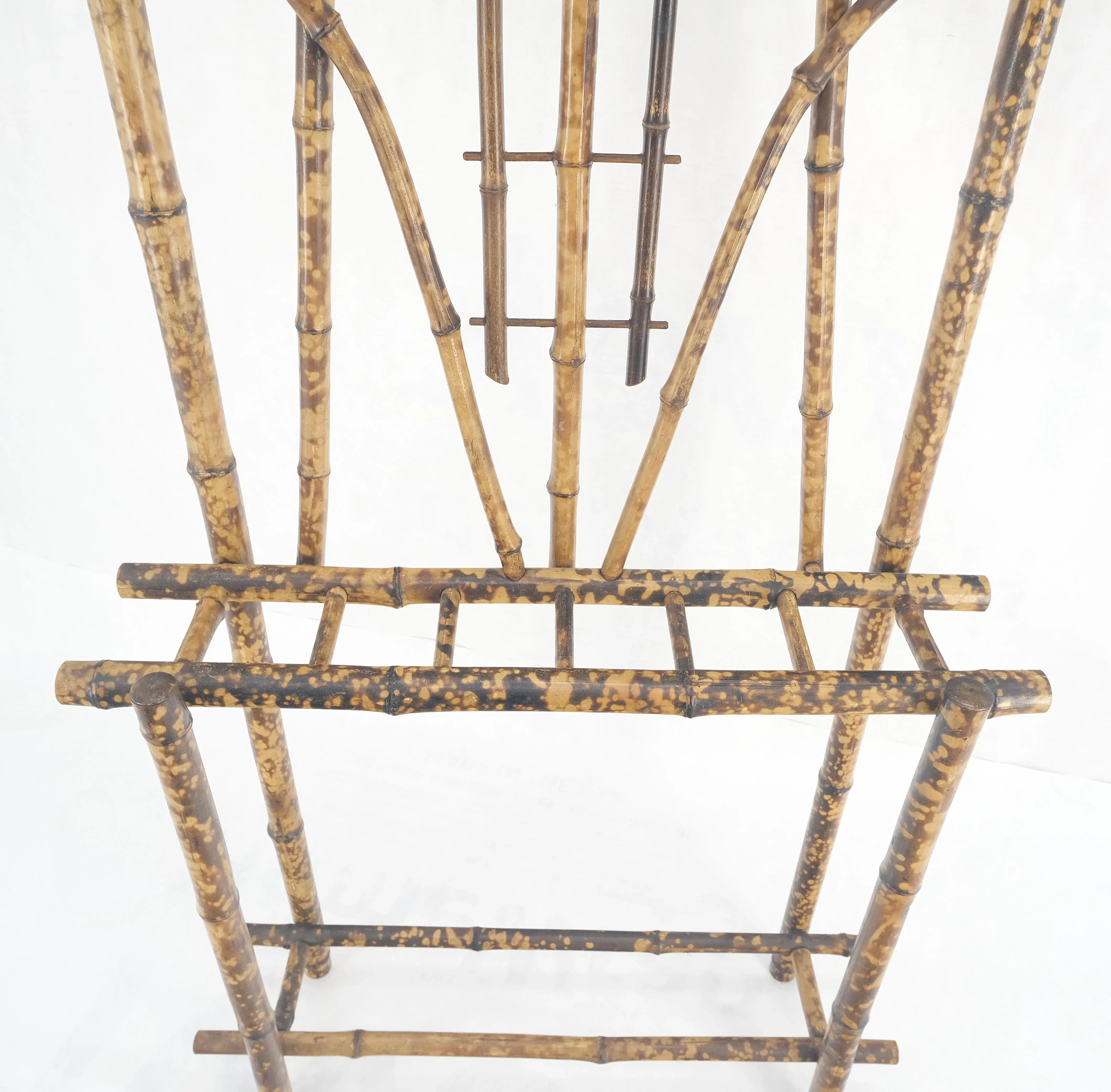 Burnt Bamboo Decorative Wall Coat Rack Mirror Umbrella Stand