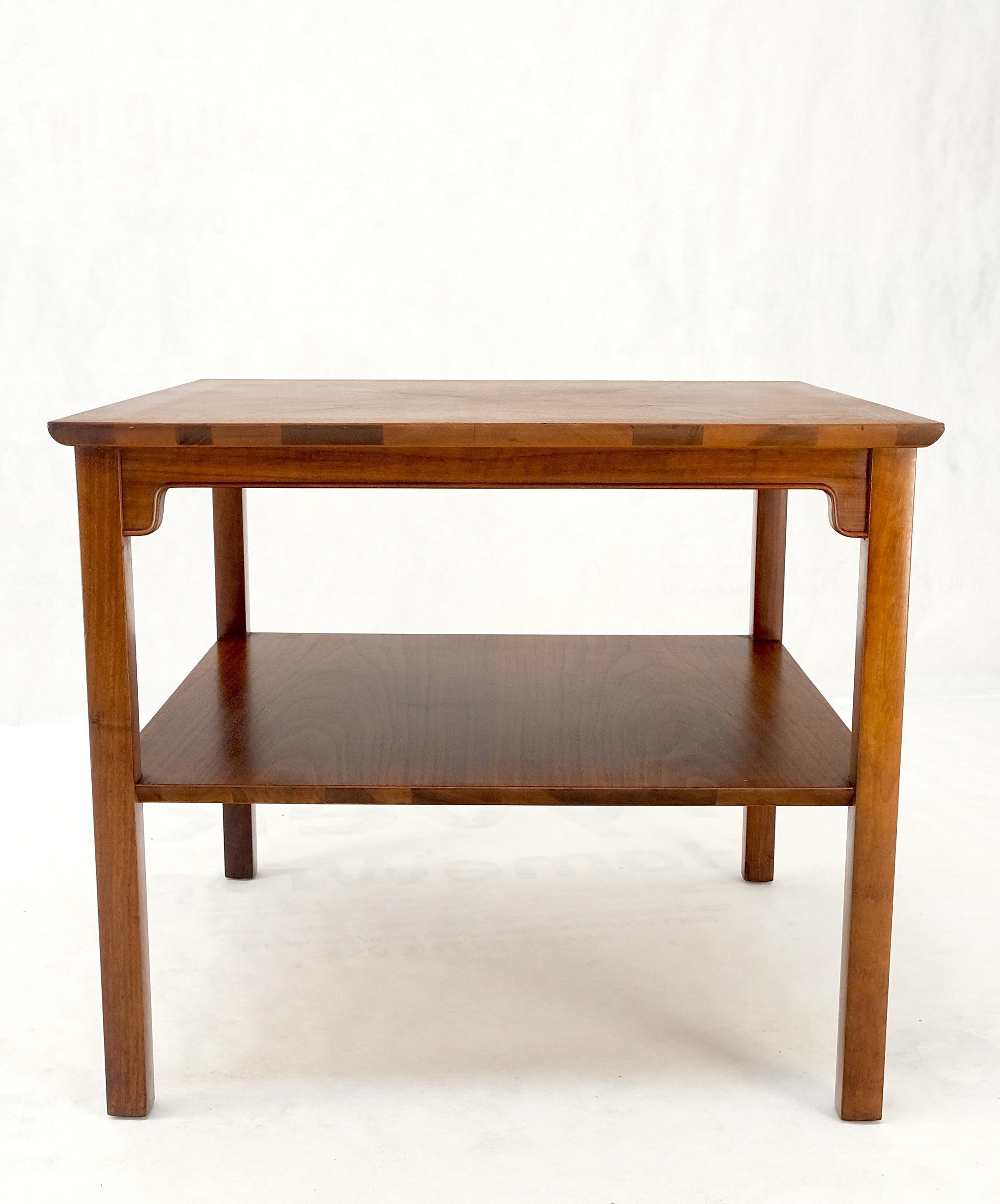 Henredon Heritage Square Walnut Two Tier Side End Coffee Table