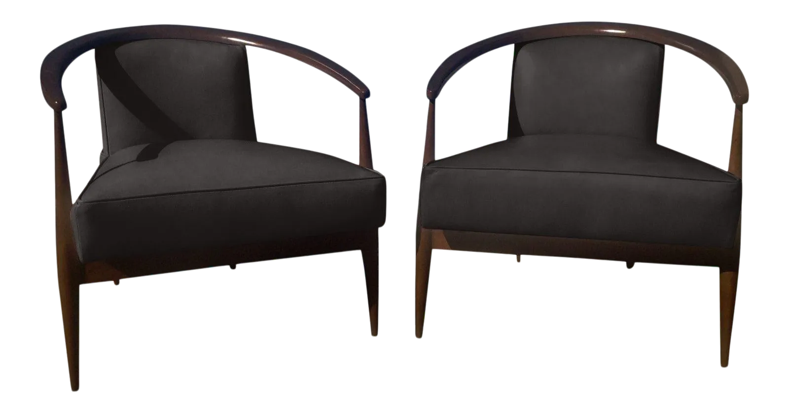 Mid Century Modern Black Leather Lounge Chairs a Pair Chairish