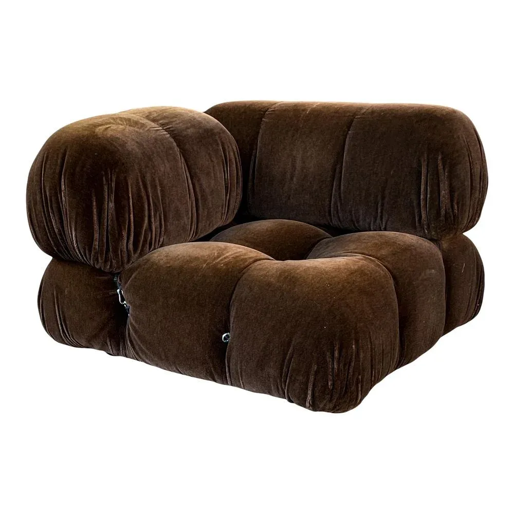 Brown Alpaca Velvet Camaleonda Modular Sofa by Mario Bellini for