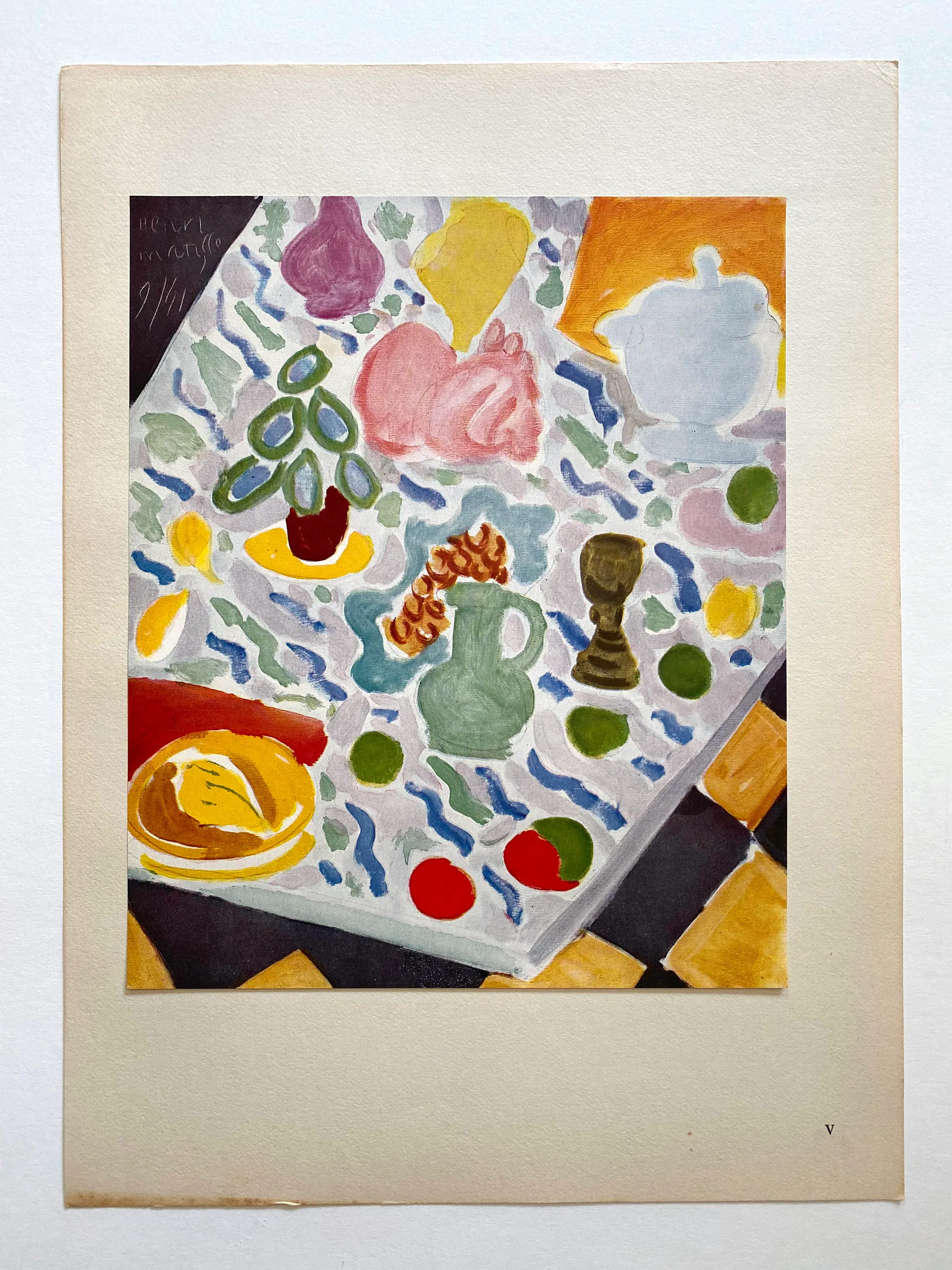 Henri Matisse Vintage 1946 Lmtd Edtn French Fine Art Lithograph Print   Nature Morte Sur Table Bleue  1943