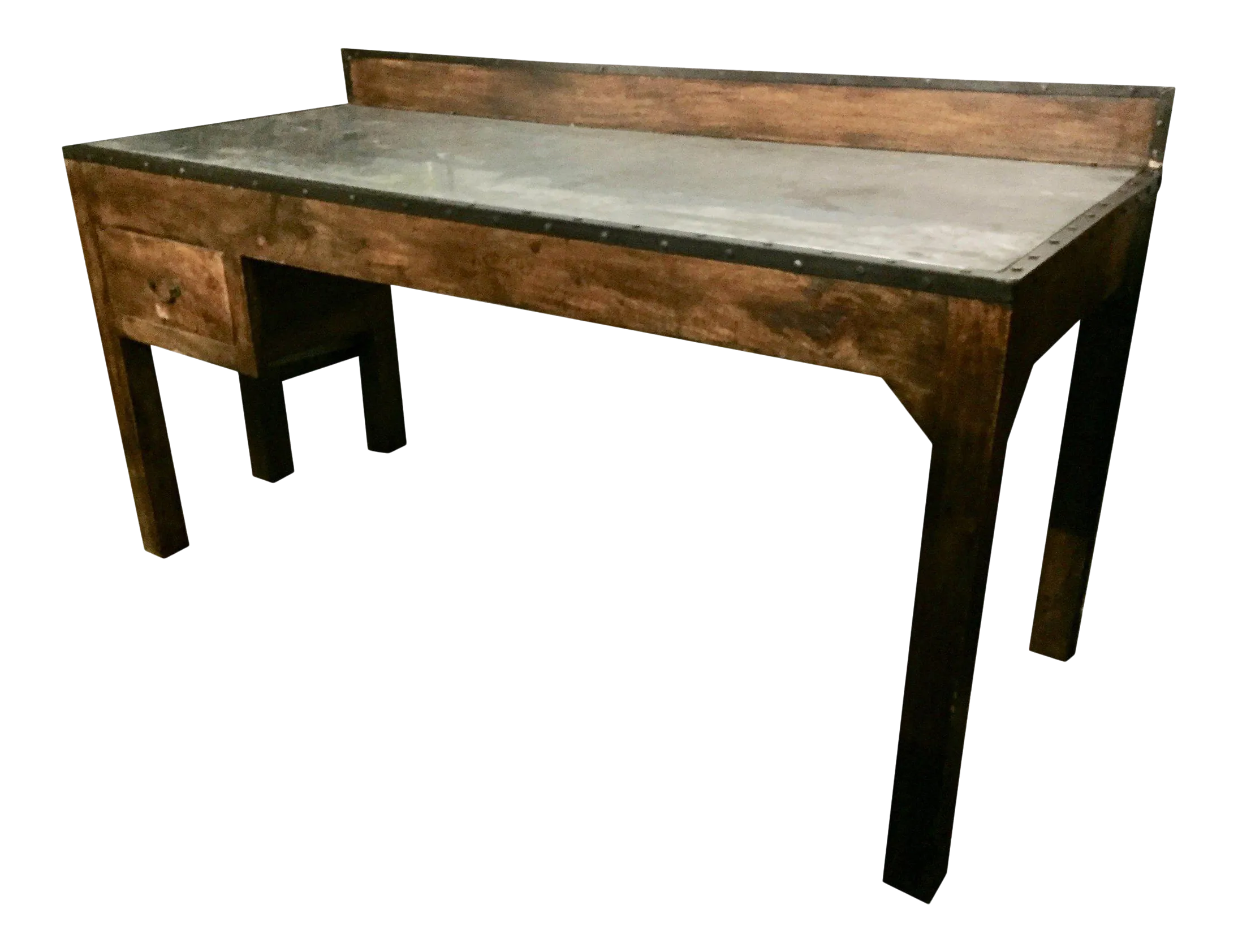 Antique Country Work Table Island With Stainless Steel Top Chairish