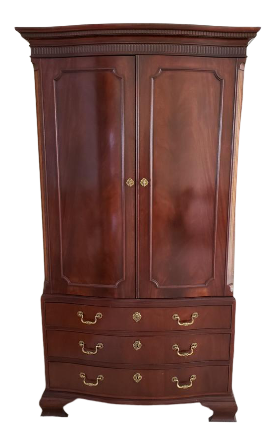 Late 20th Century Baker Furniture Bow Front Style Mahogany