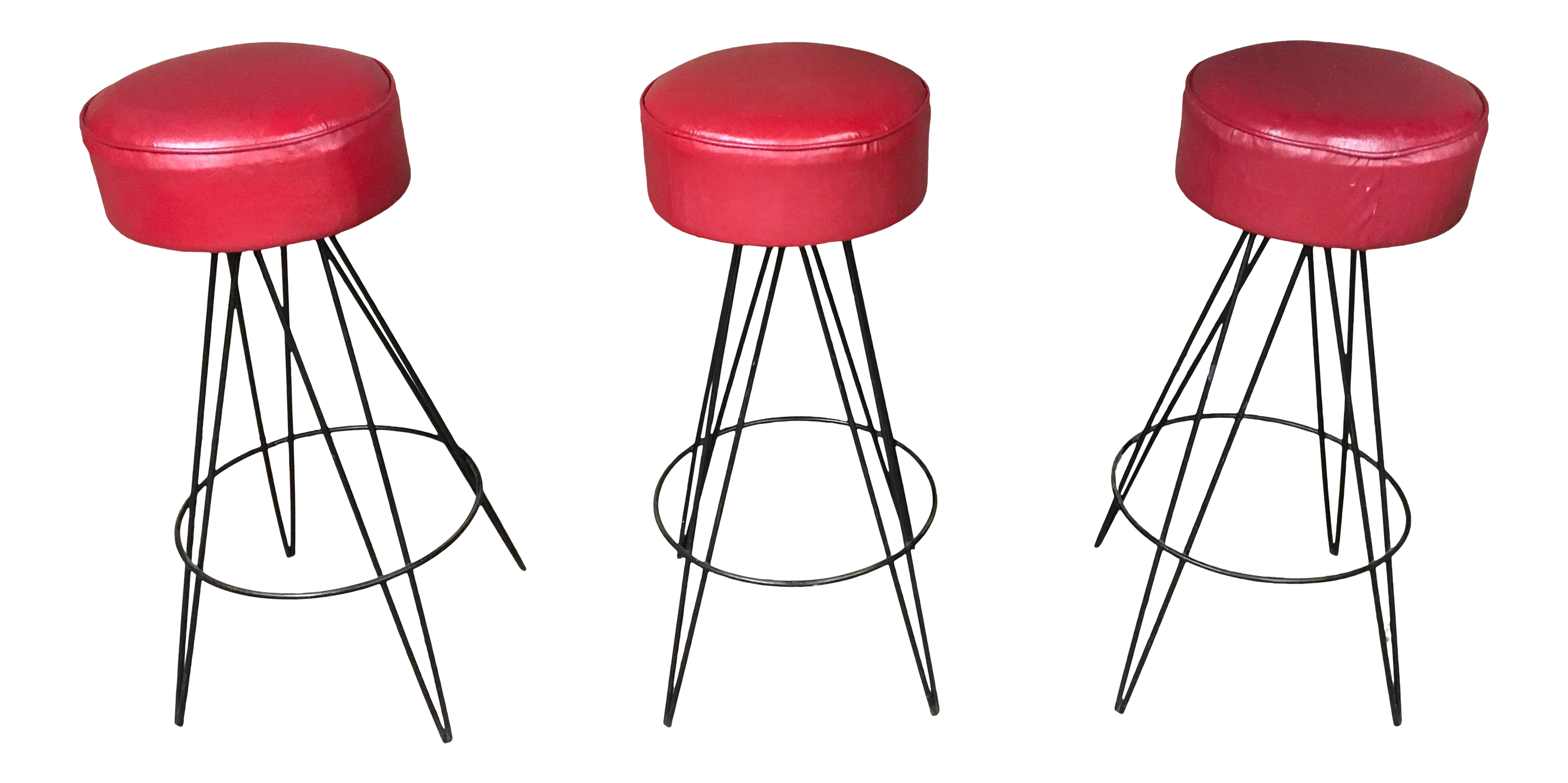 Mid Century Iron Bar Stools Set of 3 Chairish
