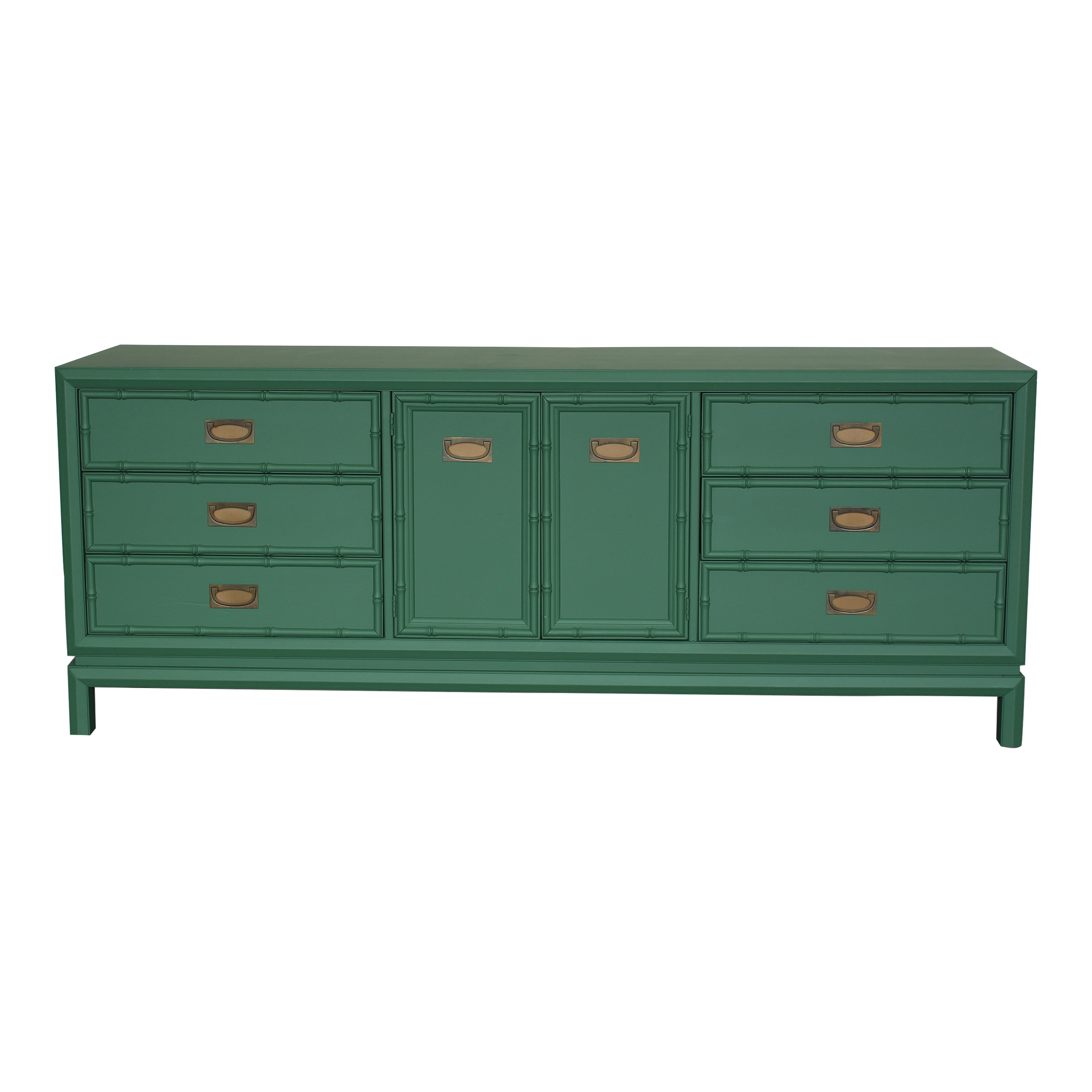 Vintage Faux Bamboo Green Dresser of Nine Drawers Chairish