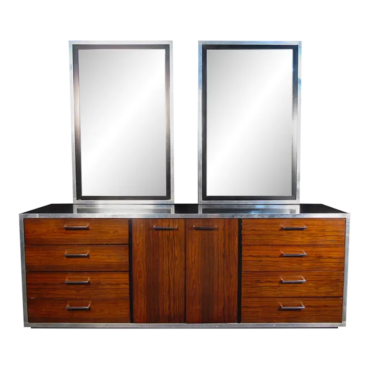 Mid 20th Century MidCentury Modern Dresser With Two Mirrors Chairish