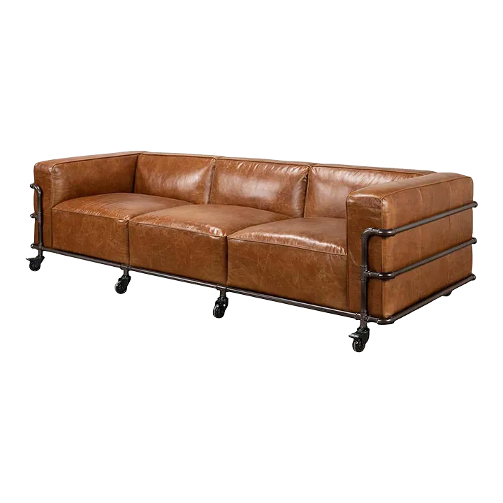 British Industrial Leather Sofa Chairish