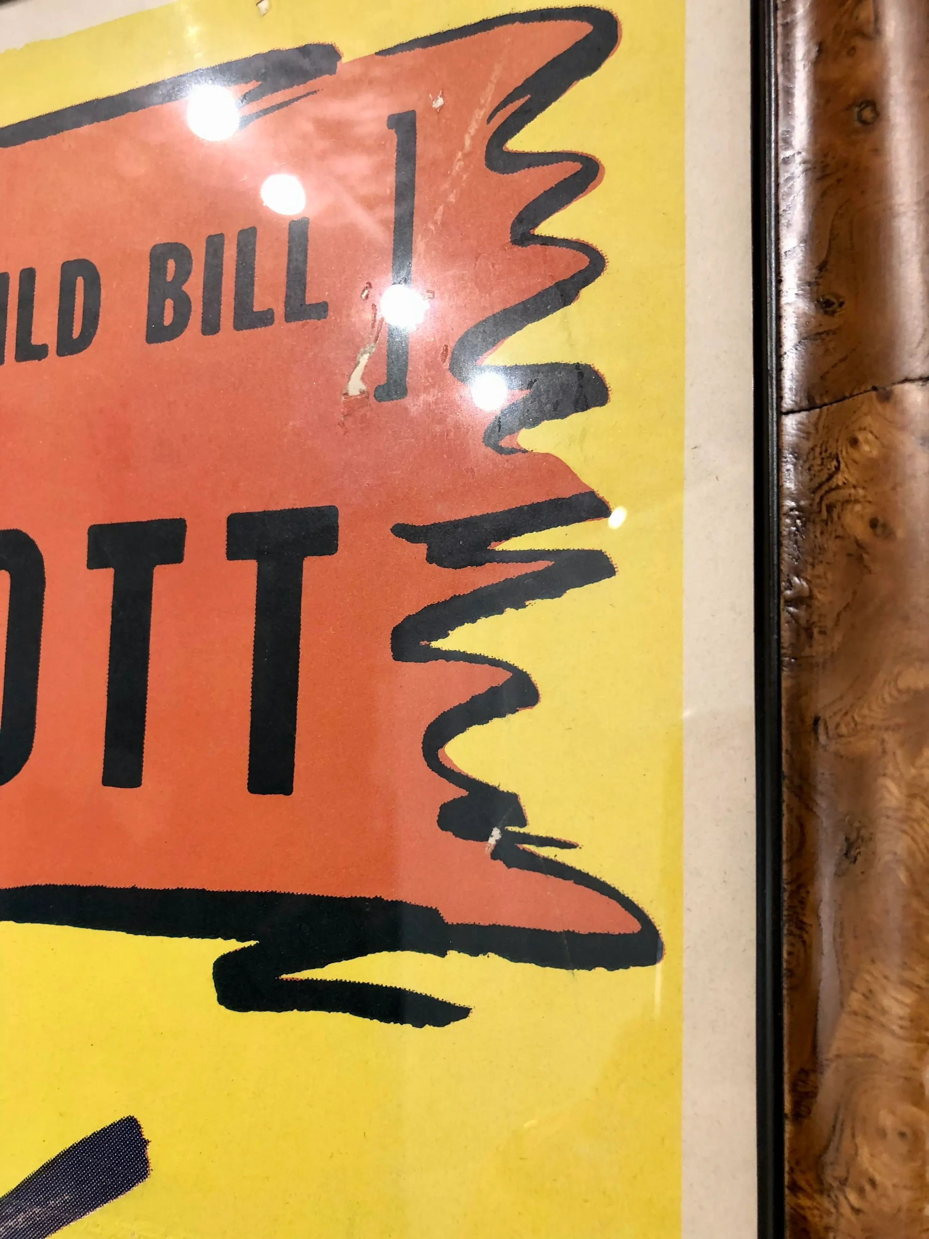 Vintage 1940s Hollywood Western Press Poster in Burl Frame