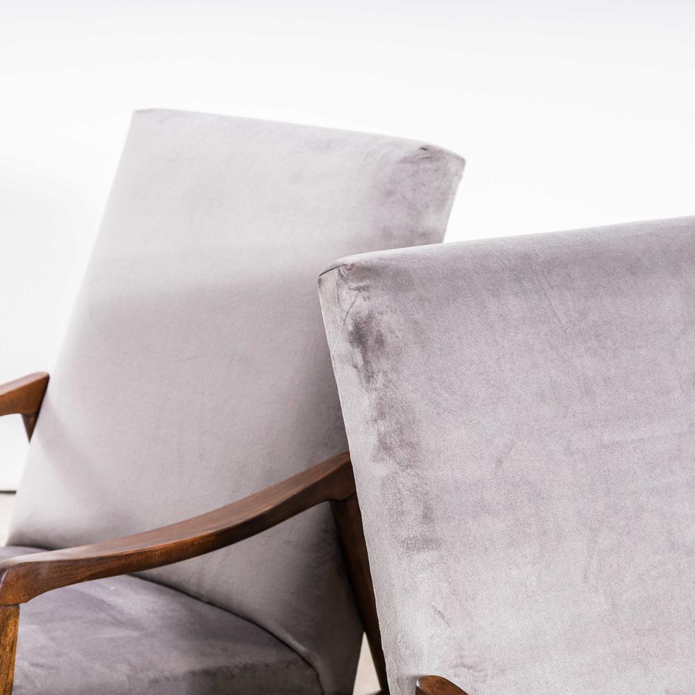 Armchair in Grey Cotton Velvet by Jaroslav Šmídek, 1950s