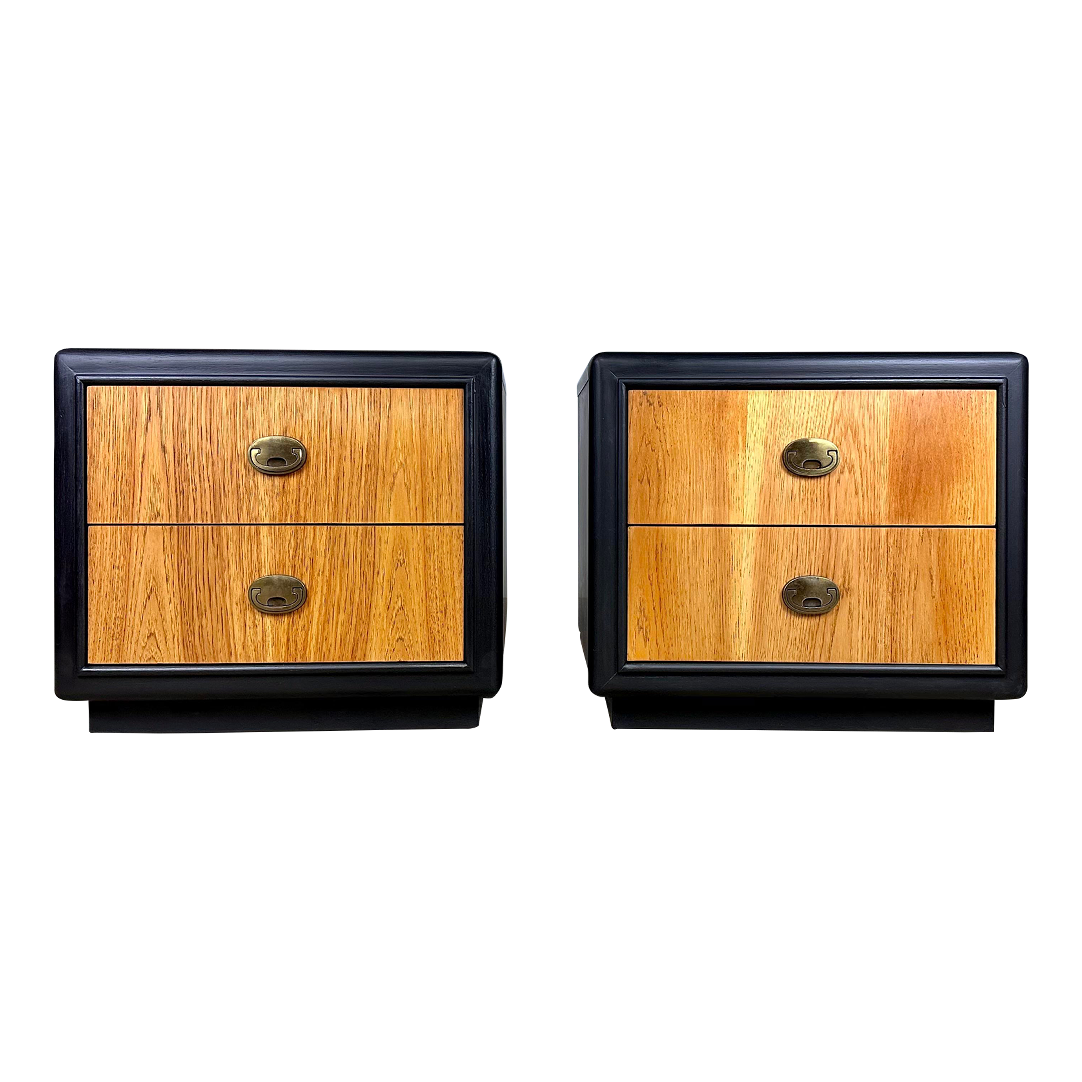 1970’s Campaign Style Nightstands by Stanley Furniture