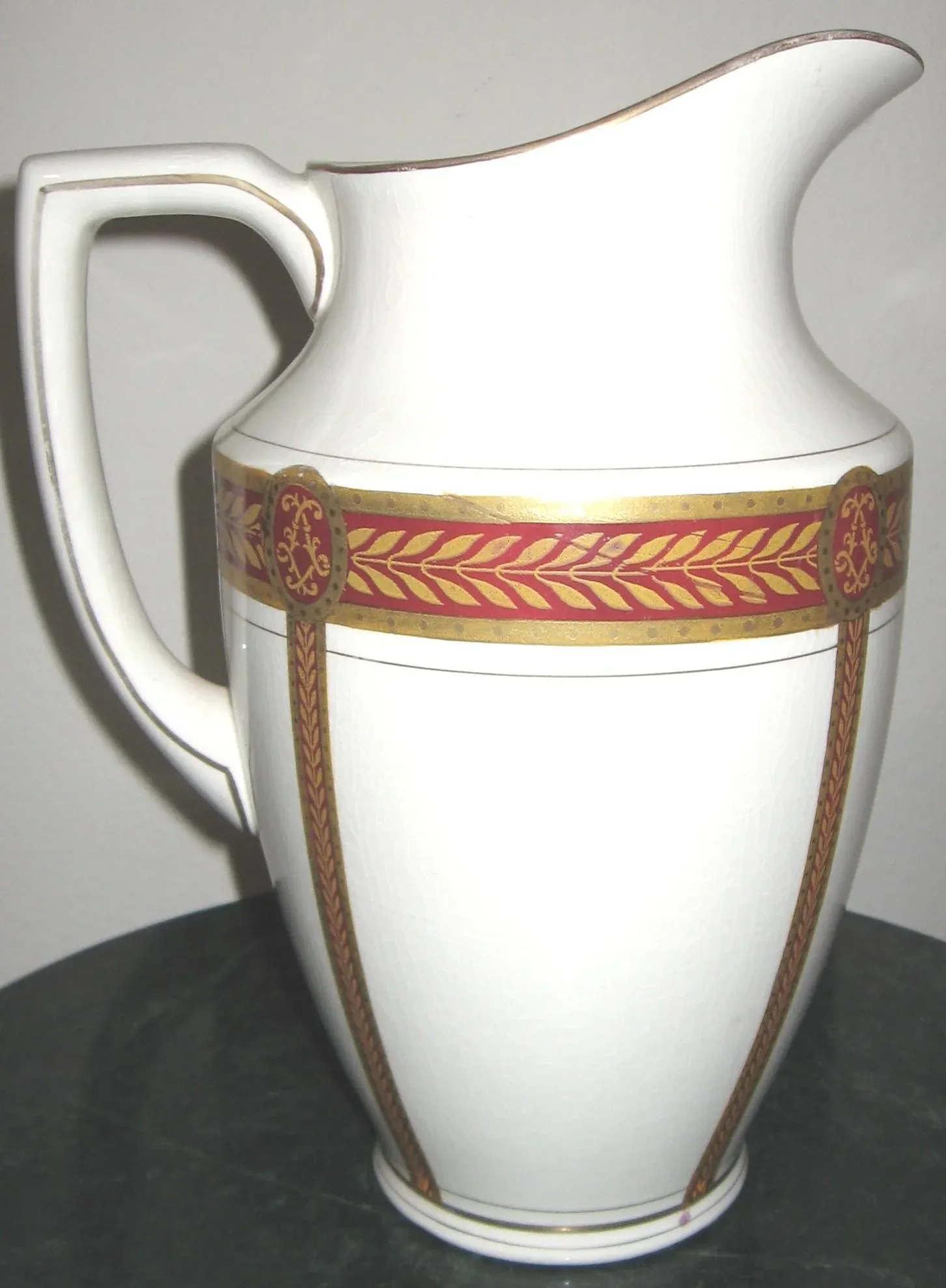 Antique Boch Freres Keramis Belgium Neoclassical Large Pitcher