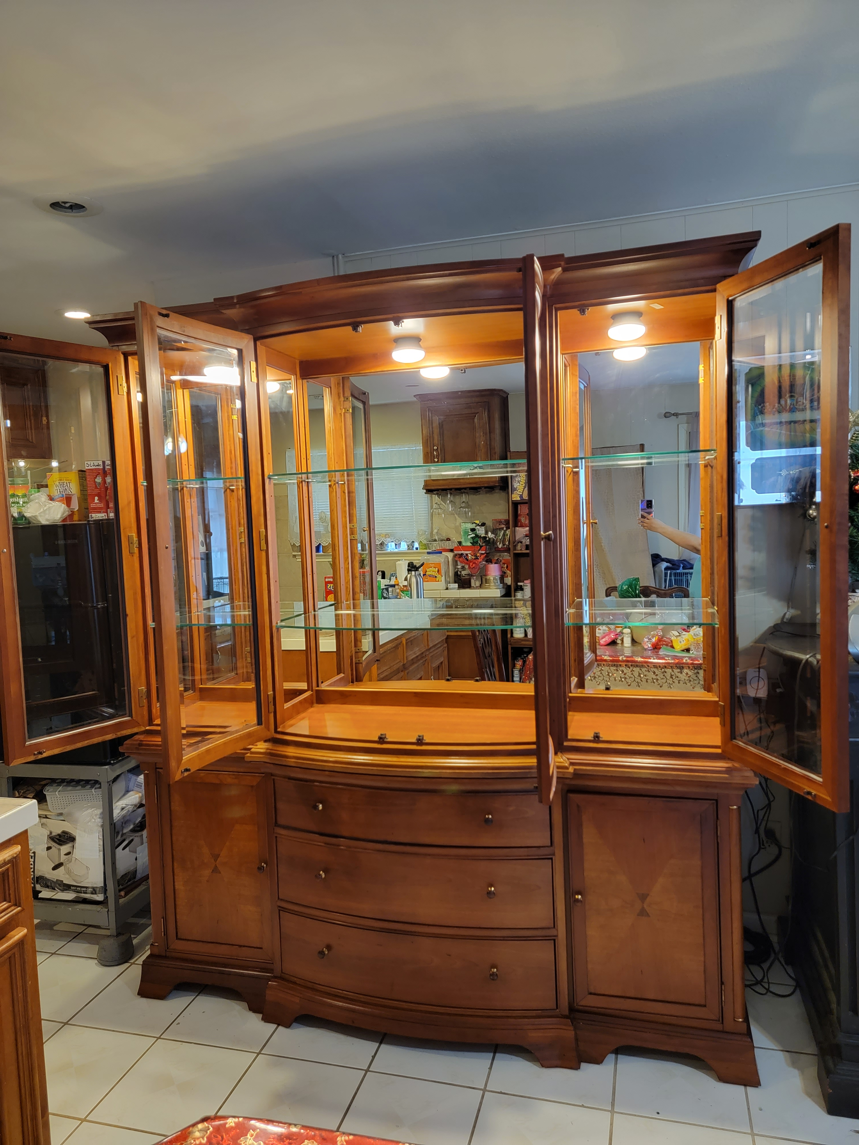 Modern Thomasville Lighted China Cabinet Chairish