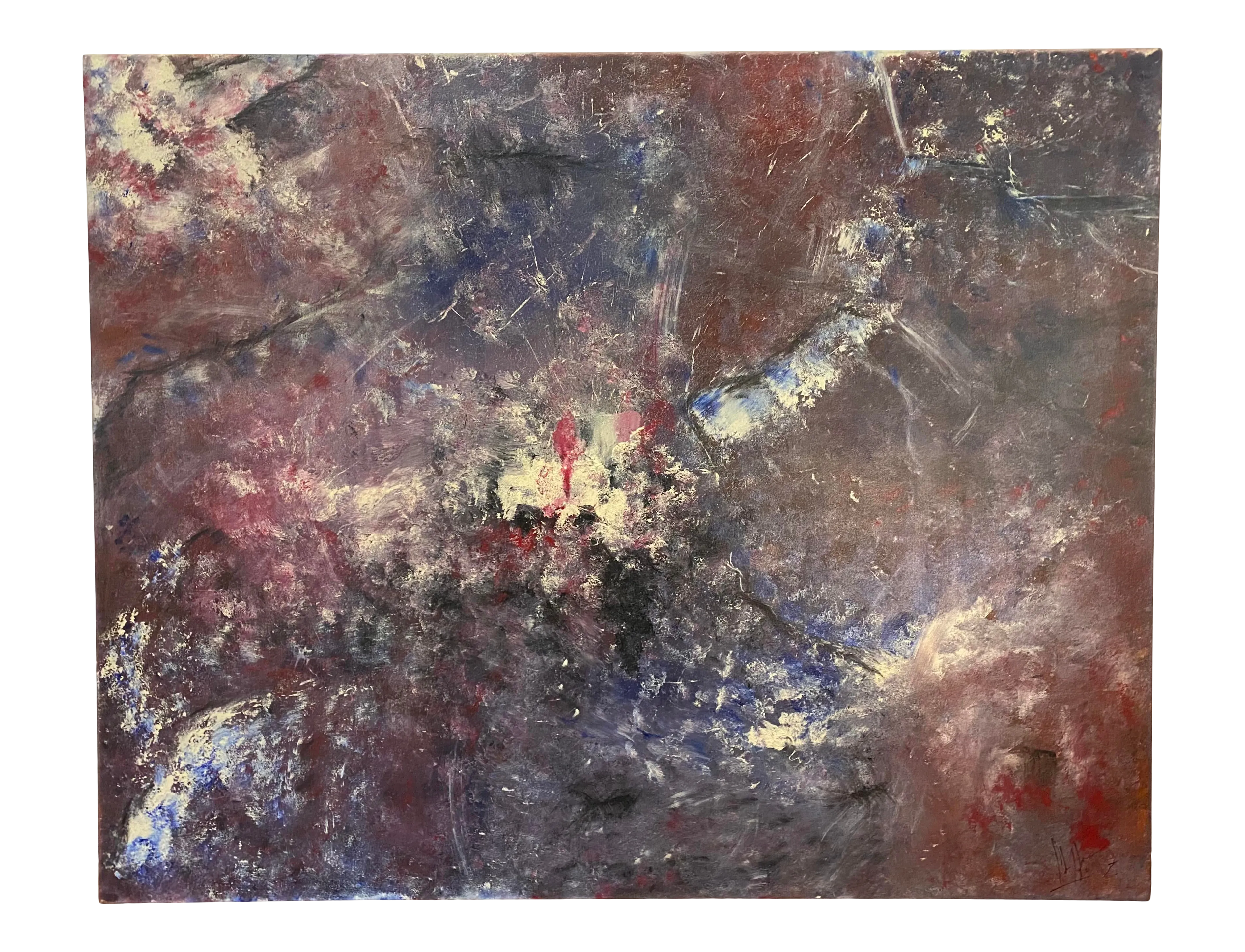 Antique French Provincial Painted Bombe Chest With Faux Marble Top2011 Large Abstract Expressionism Oil Painting