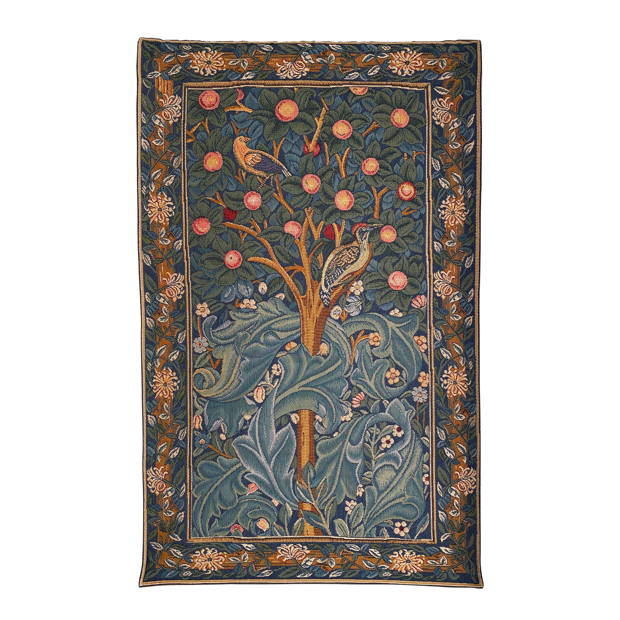 Gobly\'s French Tapestry in Classic Woodpecker Design by William Morris With Hanging Rod