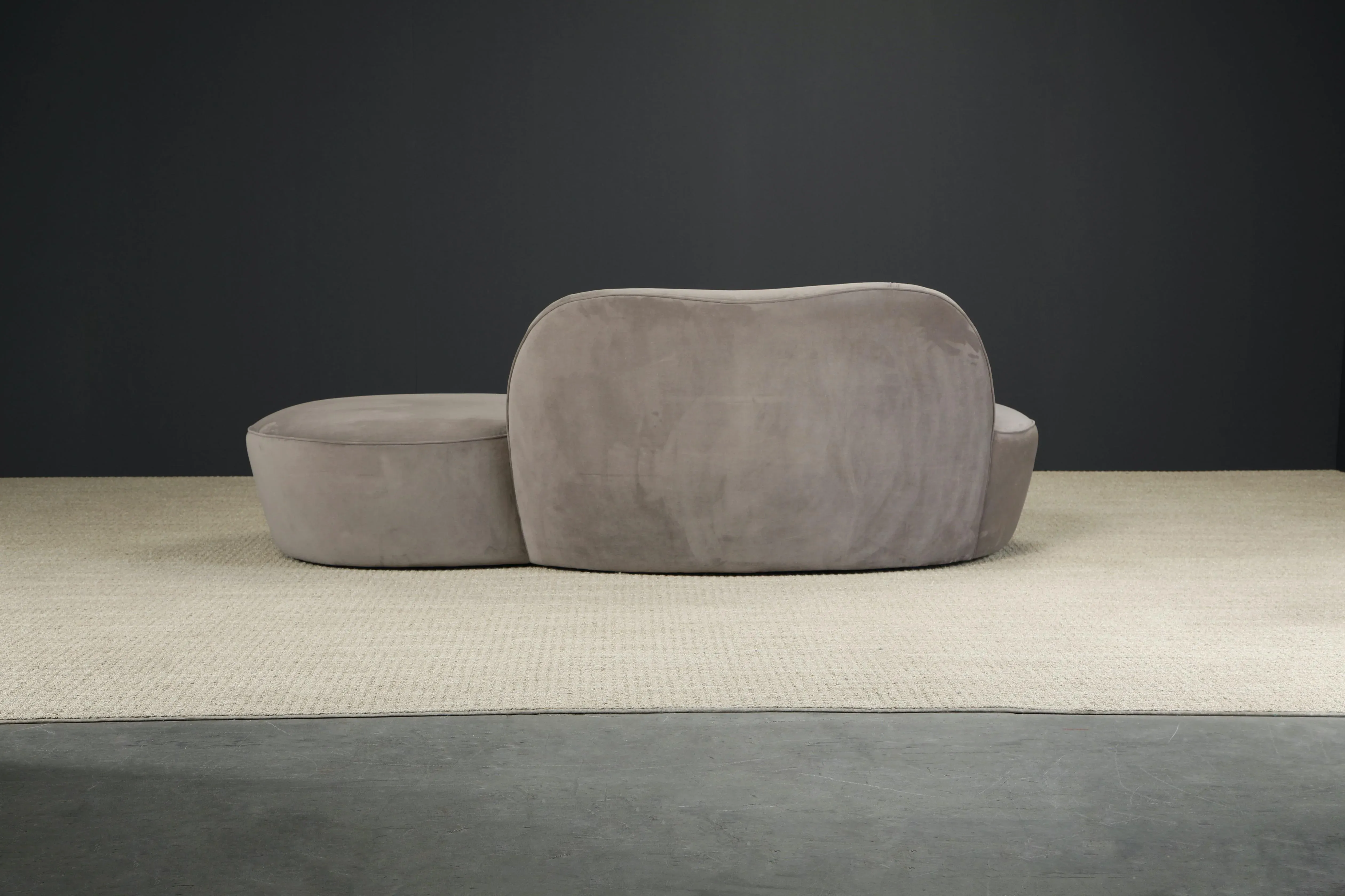 Vladimir Kagan for American Leather 'Zoe' Sofa in Grey Alcantara