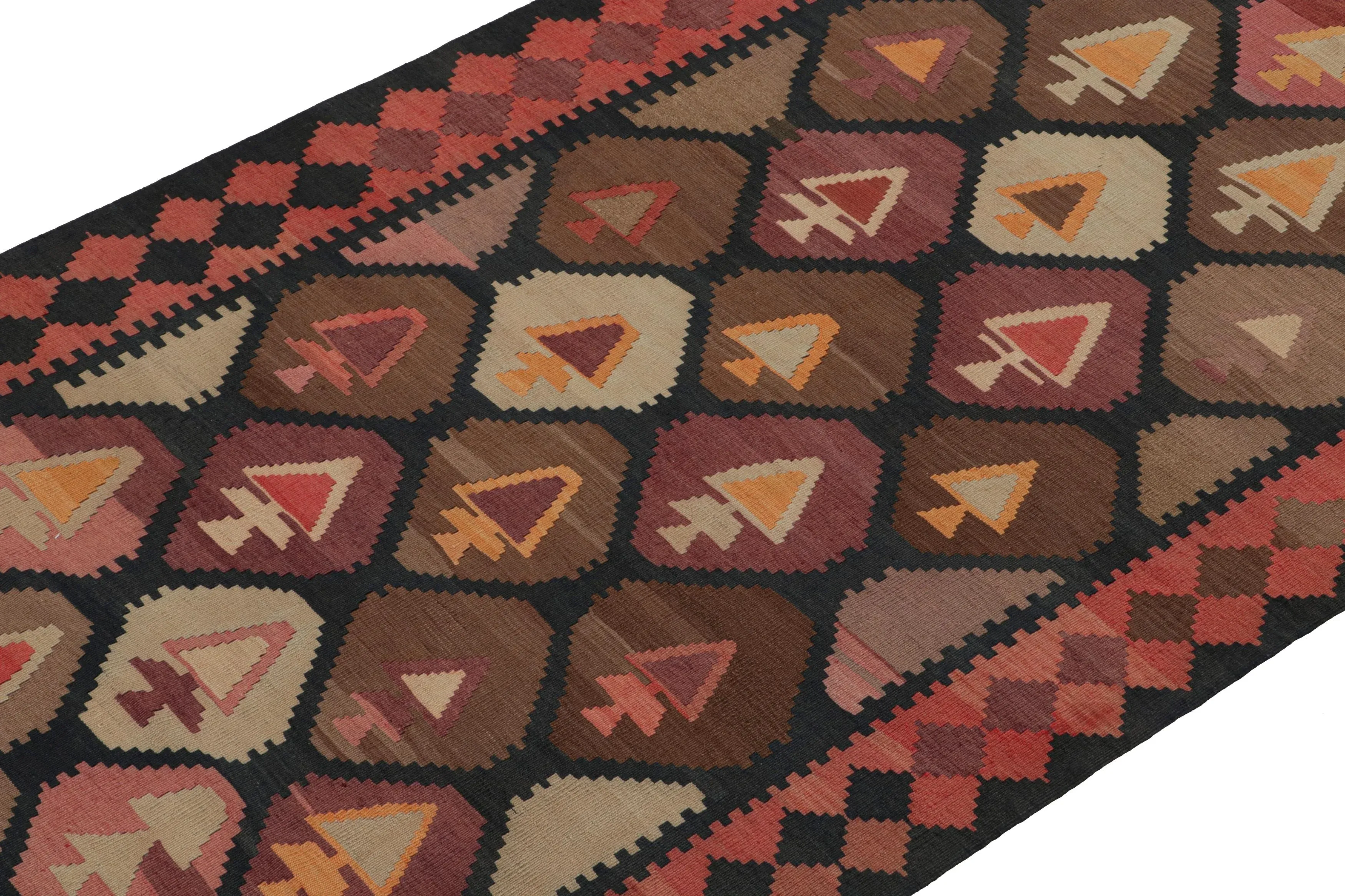 Vintage Persian Kilim in Red, Black and Brown Geometric Patterns by Rug & Kilim