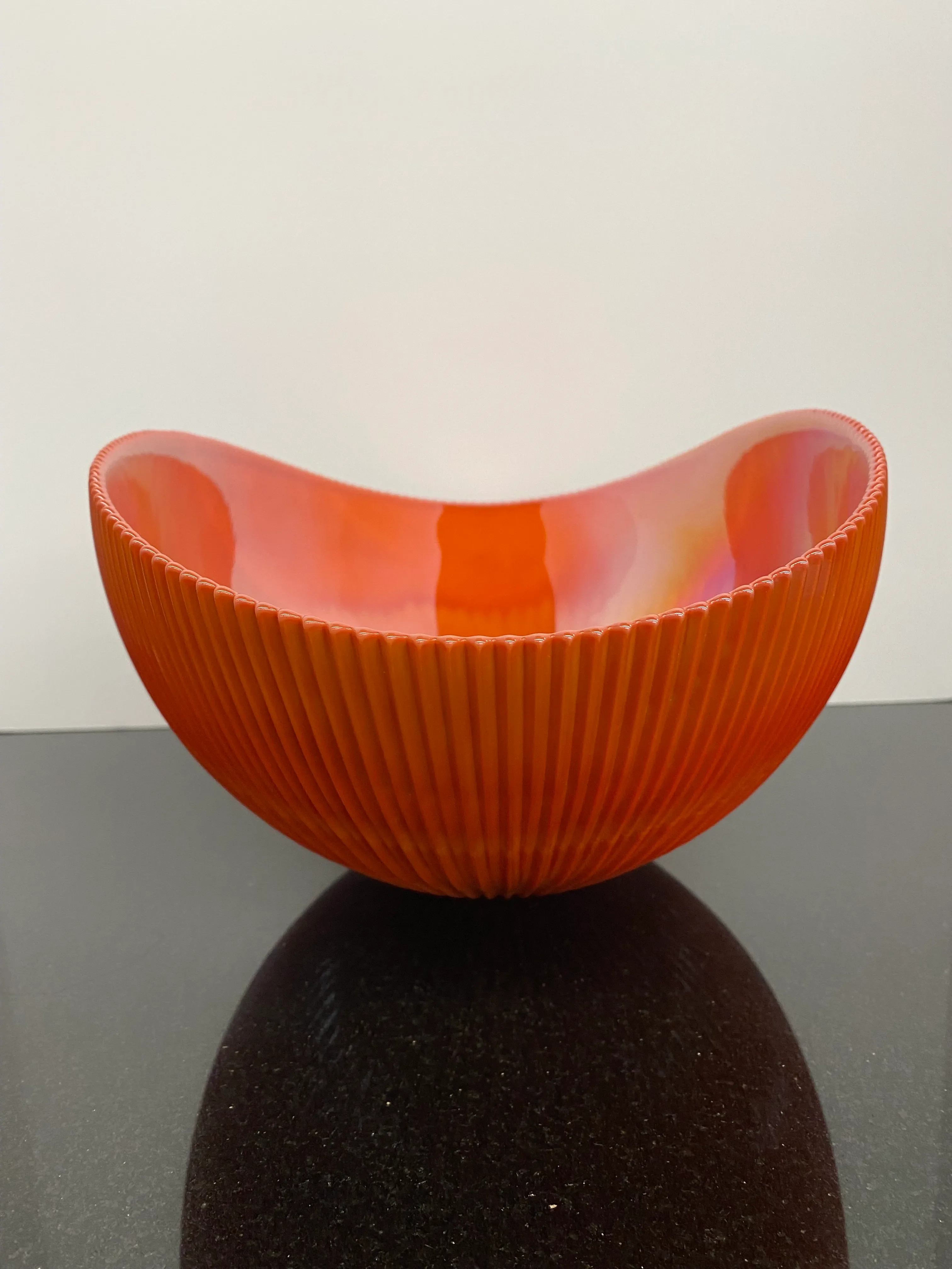 2000s Yalos Casa Murano Iridescent Orange Italian Hand-Blown River