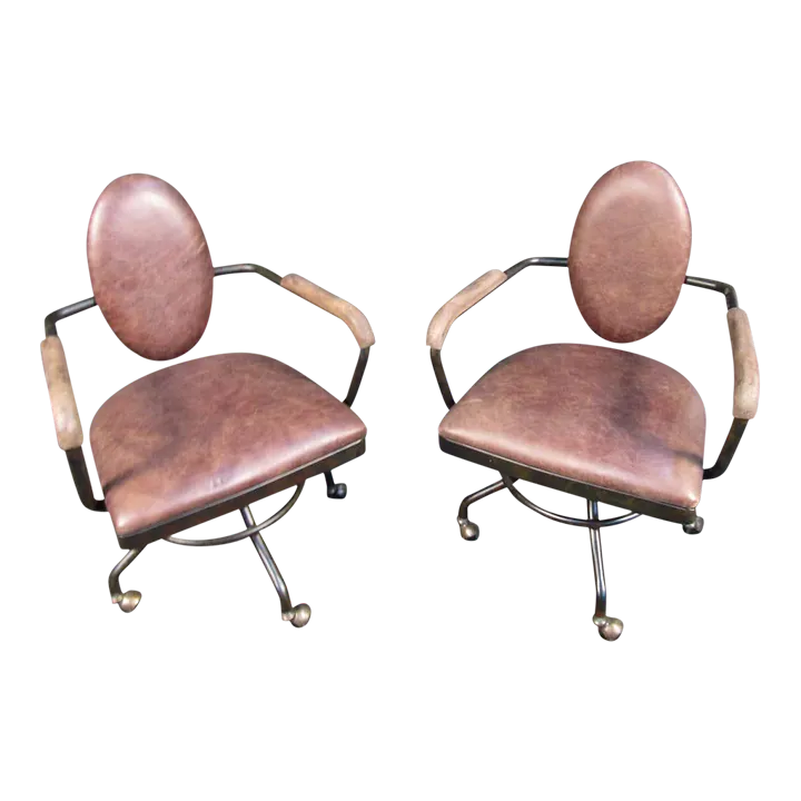 Vintage Metal and Wood Rolling Chairs Chairish