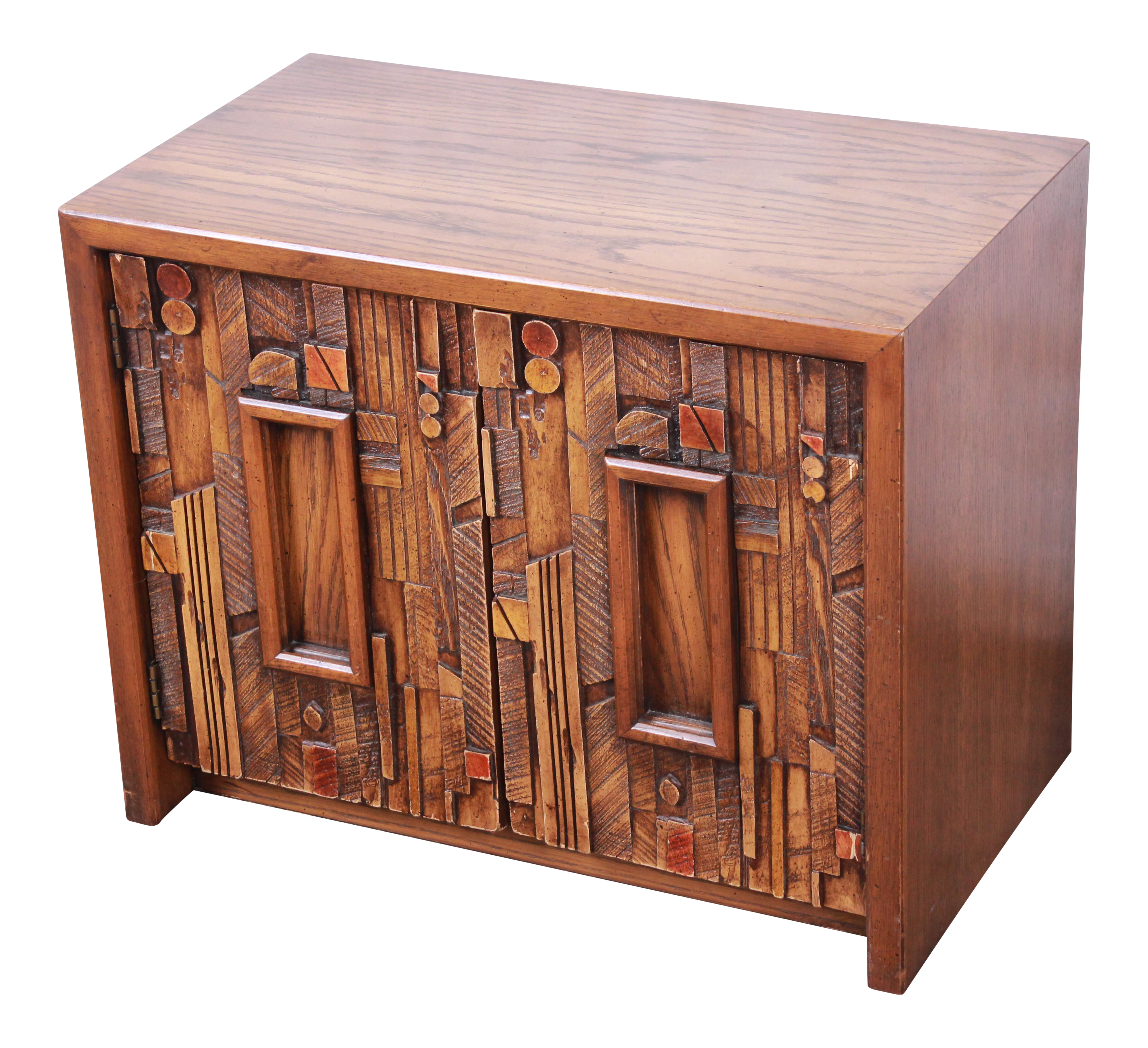 Lane Pueblo Brutalist Mid Century Modern Oak Nightstand Chairish