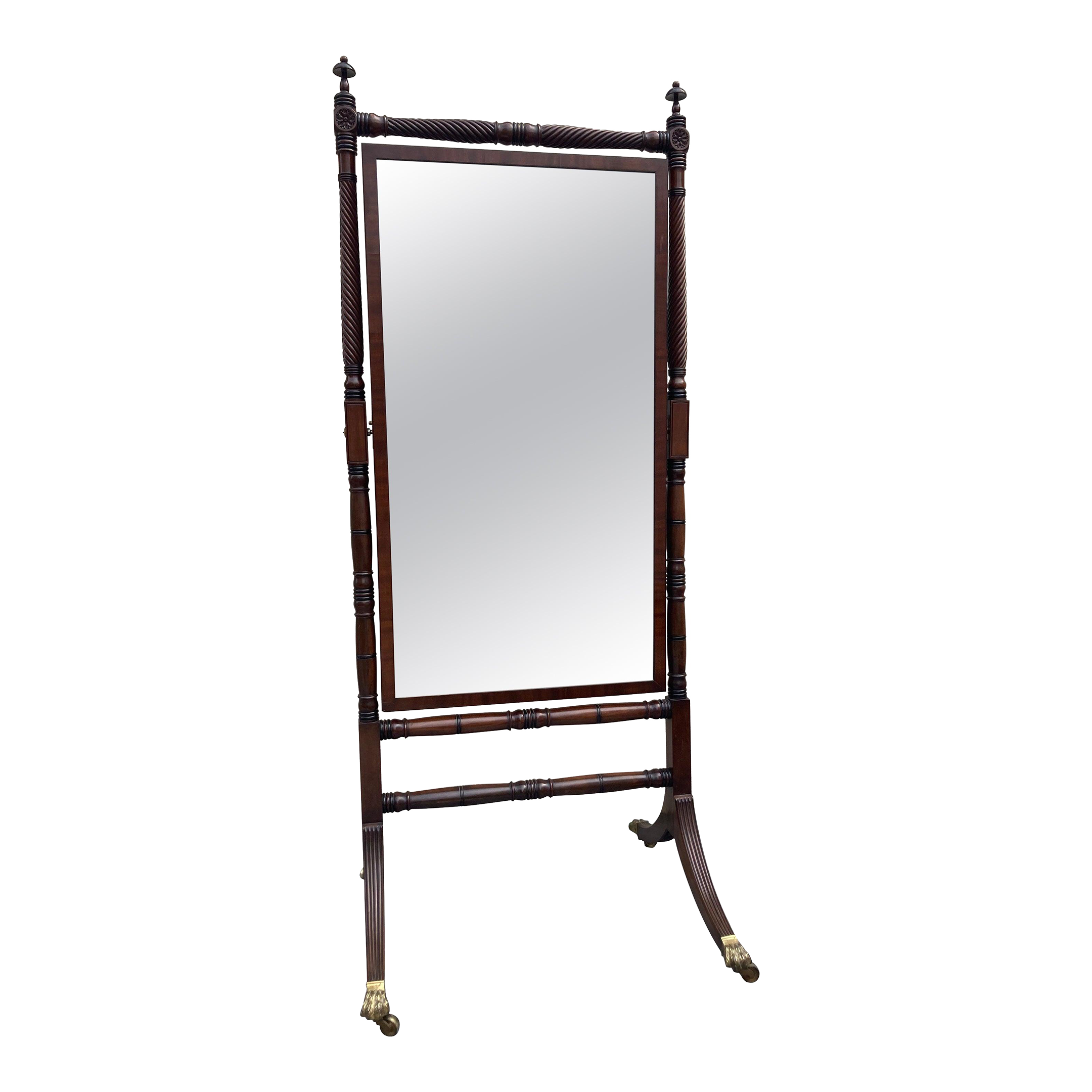 Stately Regency Style Mahogany Cheval Floor Mirror Chairish
