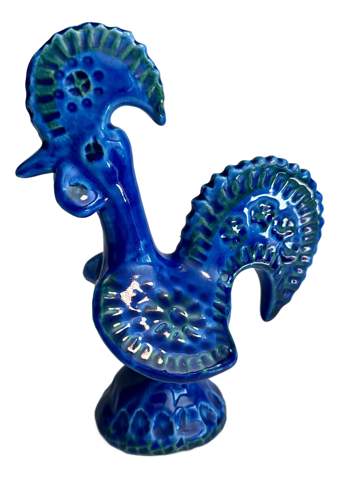 ken　アルド・ロンディ Rimini Bluシリーズ ターコイズのホース Glazed Ceramic Rimini Blu Rooster Figurine by Aldo Londi for
