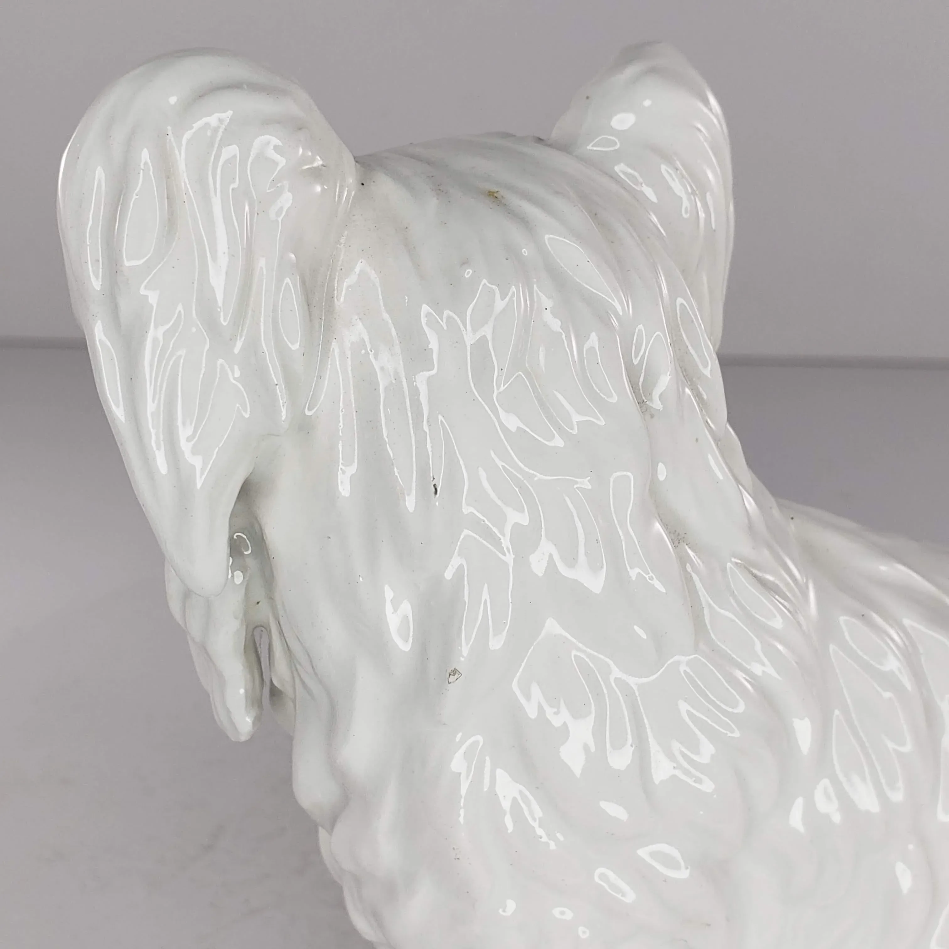 Vintage Italy Skye Terrier Figurine White Dog Papillon Long Hair