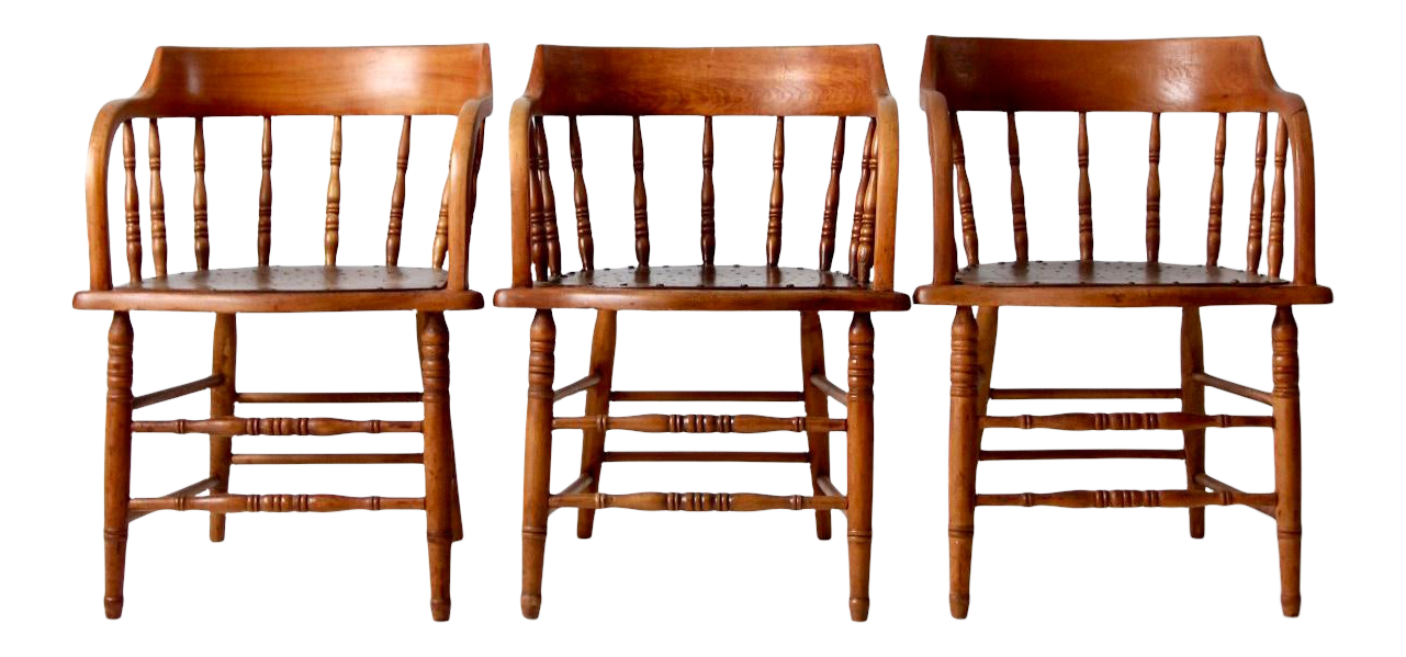 Antique Captains Chairs Set of 3 Chairish