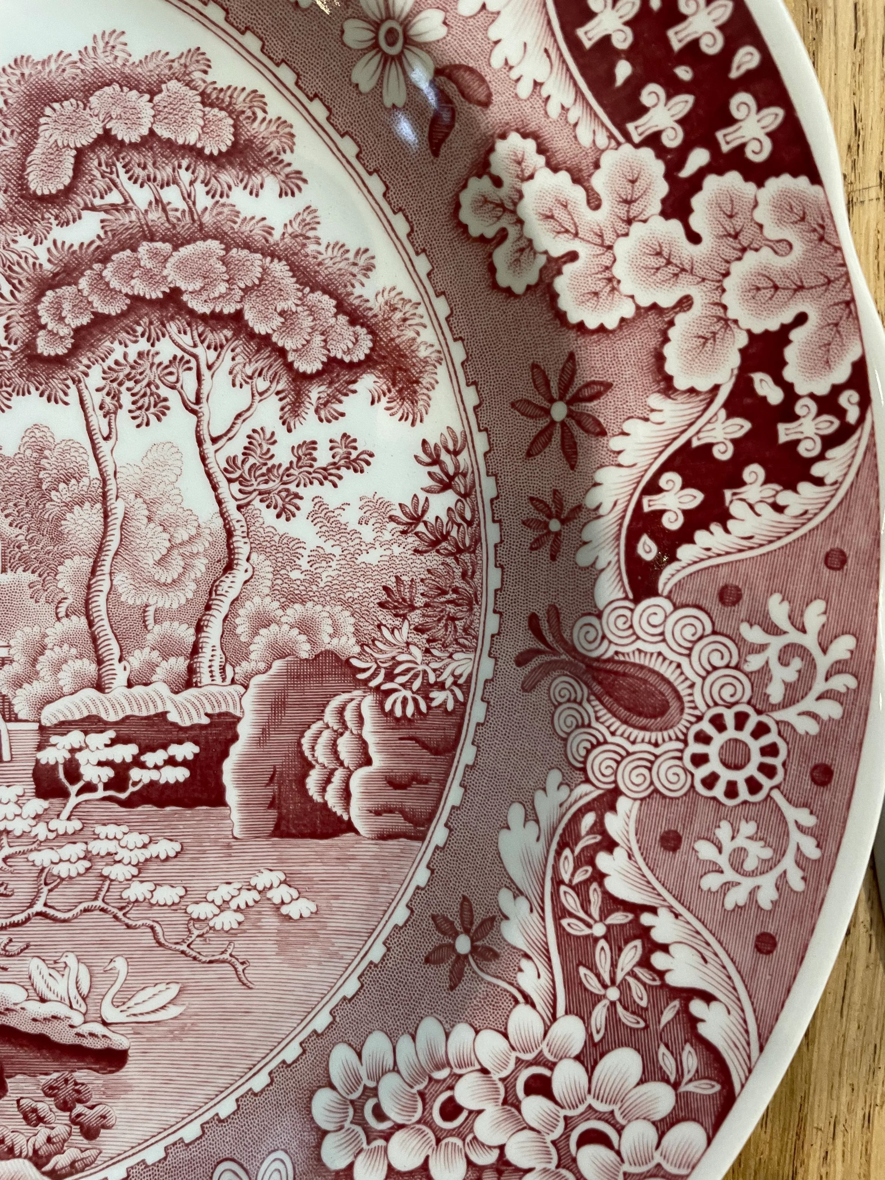 Vintage 1990's Spode Archive Collection Cranberry Transferware