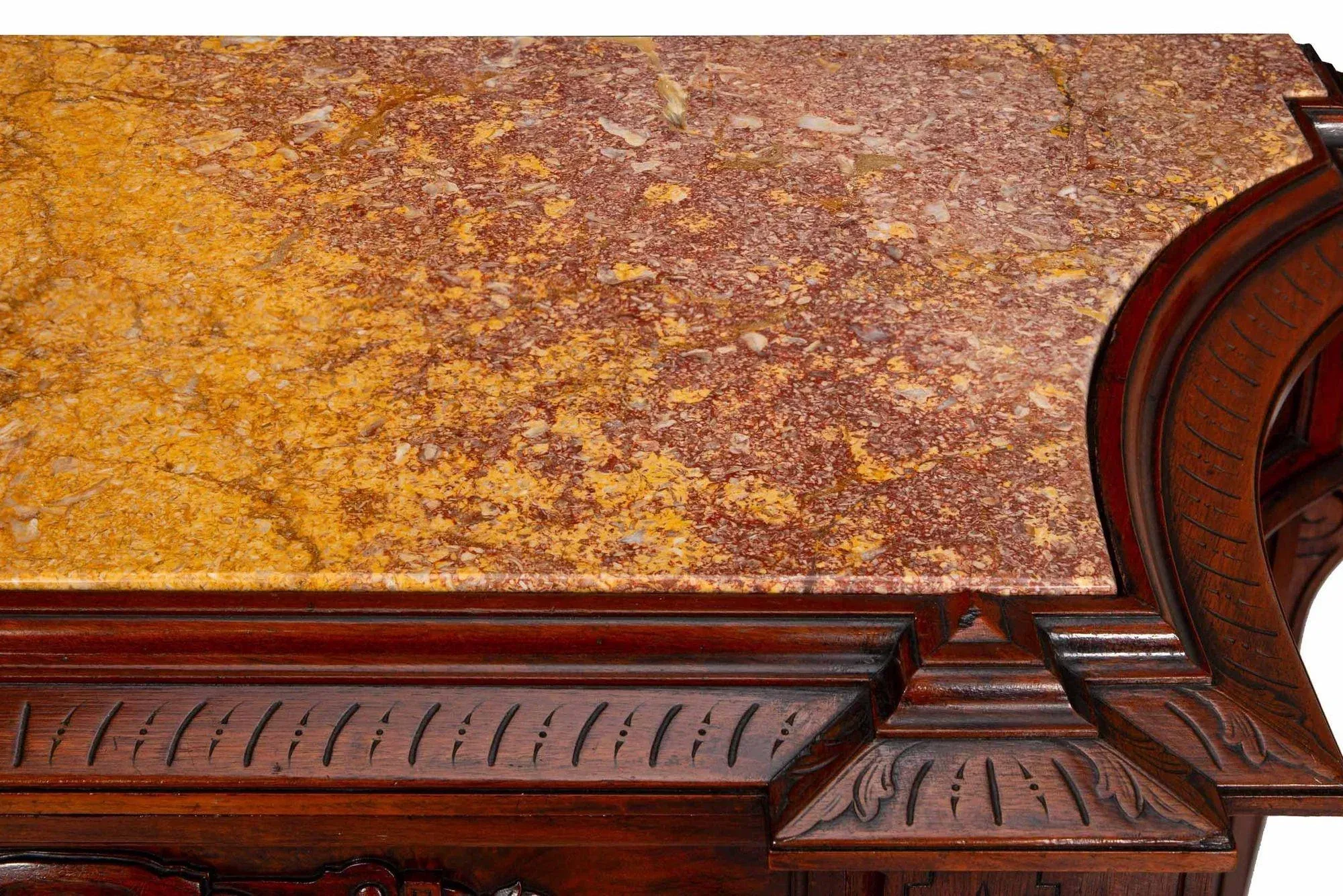 Renaissance Revival Walnut and Marble Cabinet W/ Bronze Clodion Plaque
