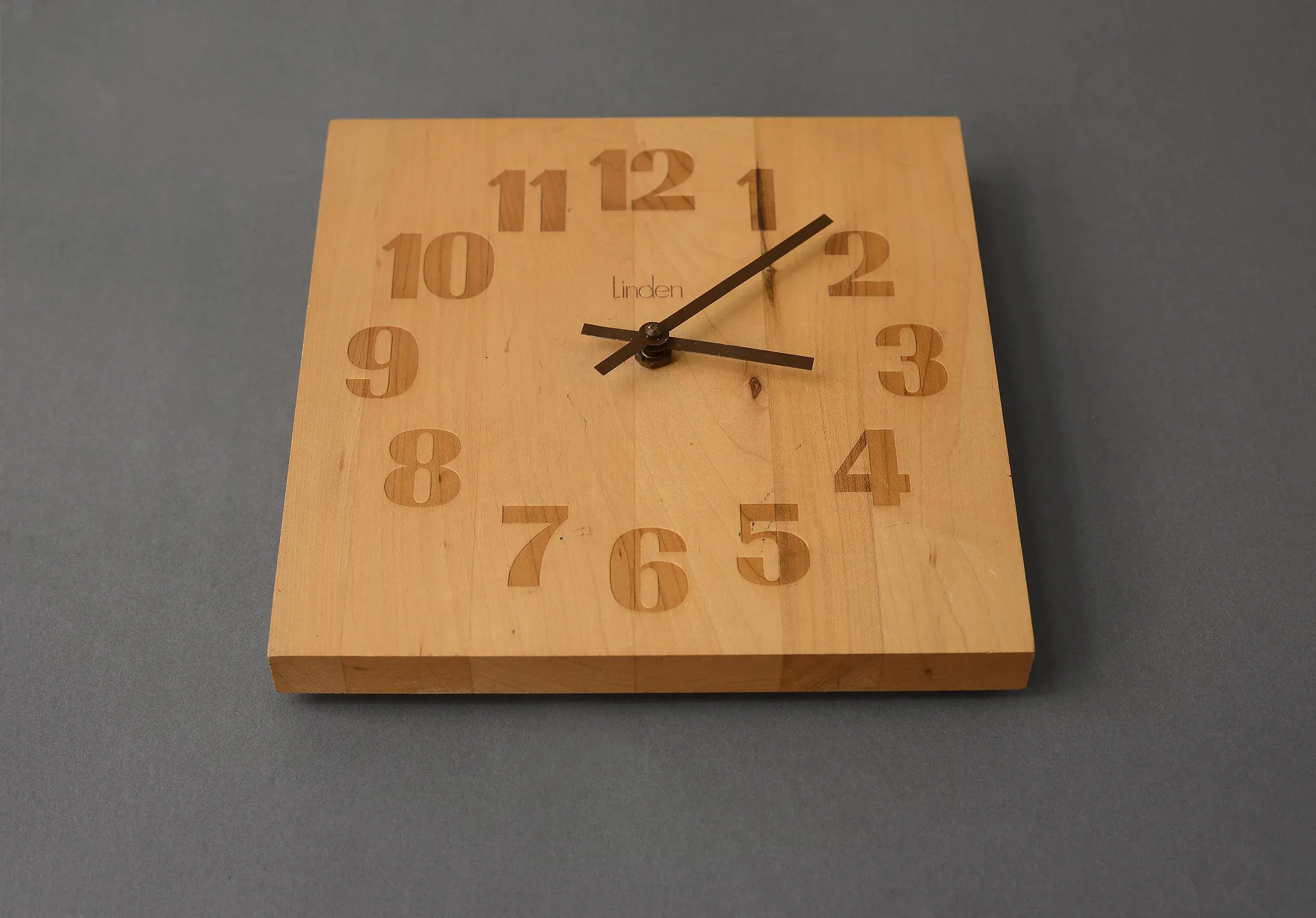 Vintage Danish Modern Linden Square Butcher Block Clock | Chairish