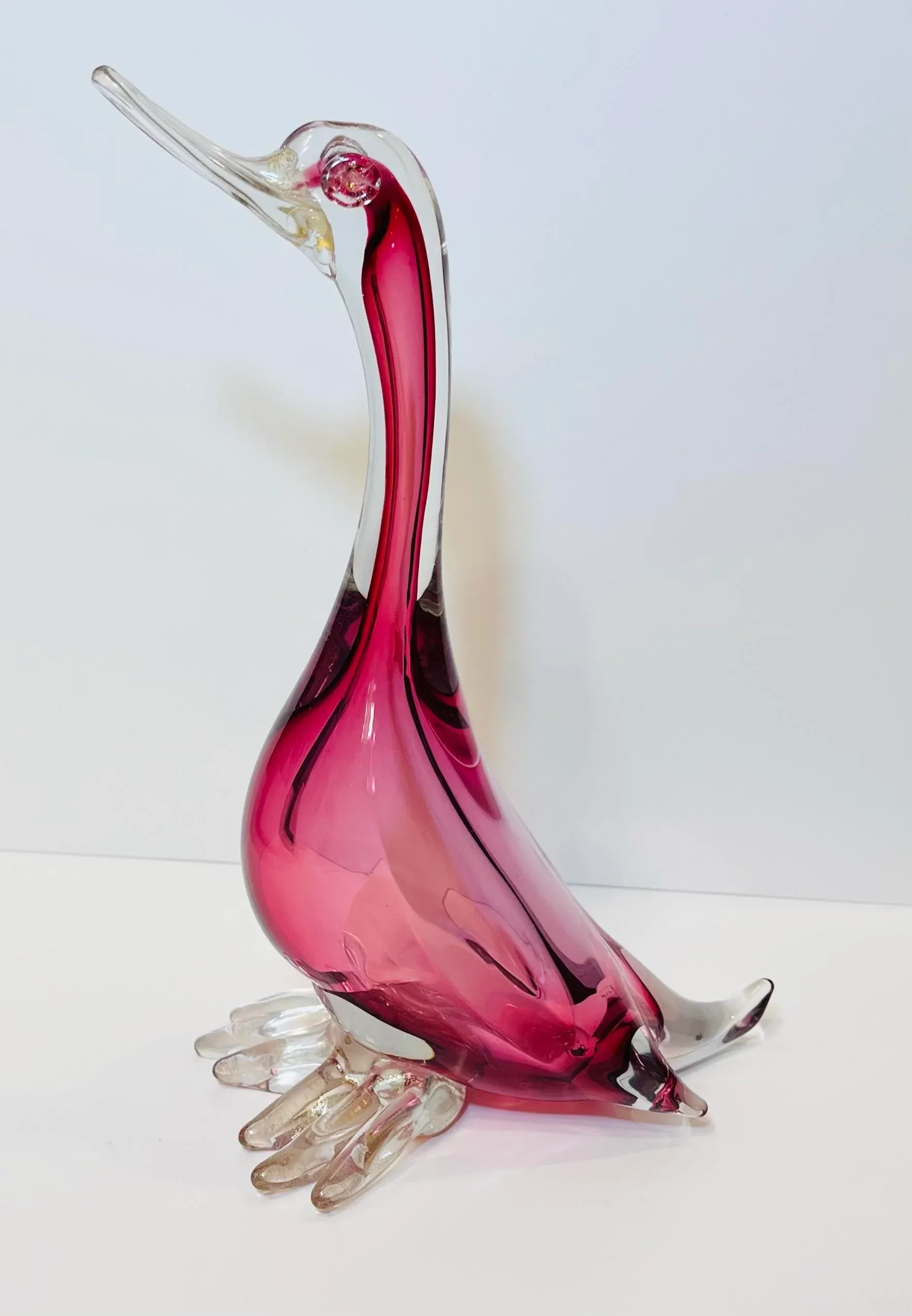 1960s Vintage Murano Attributed Barbini Glass Duck/Bird