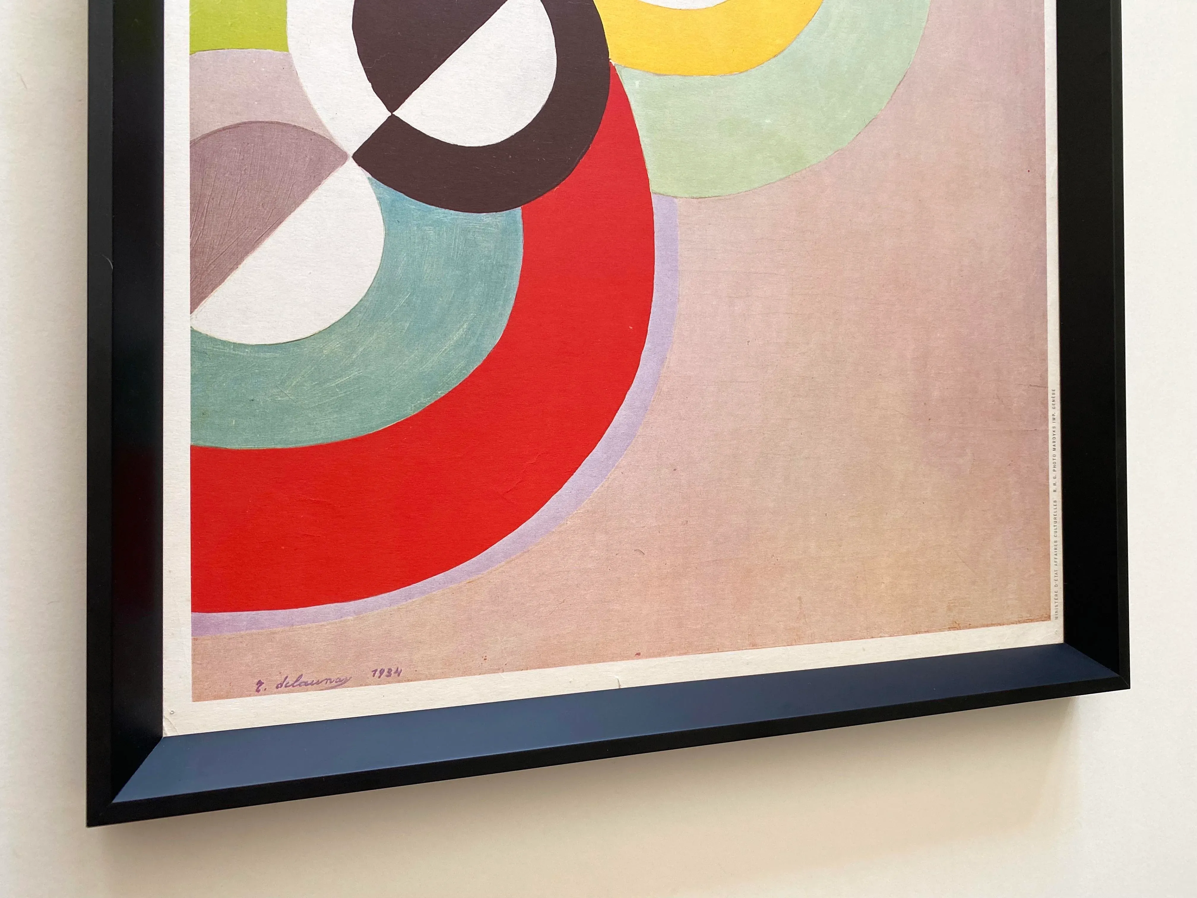 Sonia Delaunay Vintage 1964 Mid Century Modernist Lithograph Print Framed Landmark Paris Exhibition Poster \