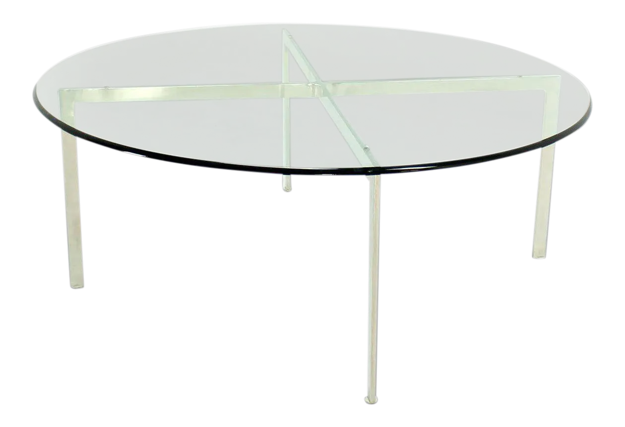 MidCentury Modern Chrome X Base Round Glass Top Coffee Table Chairish