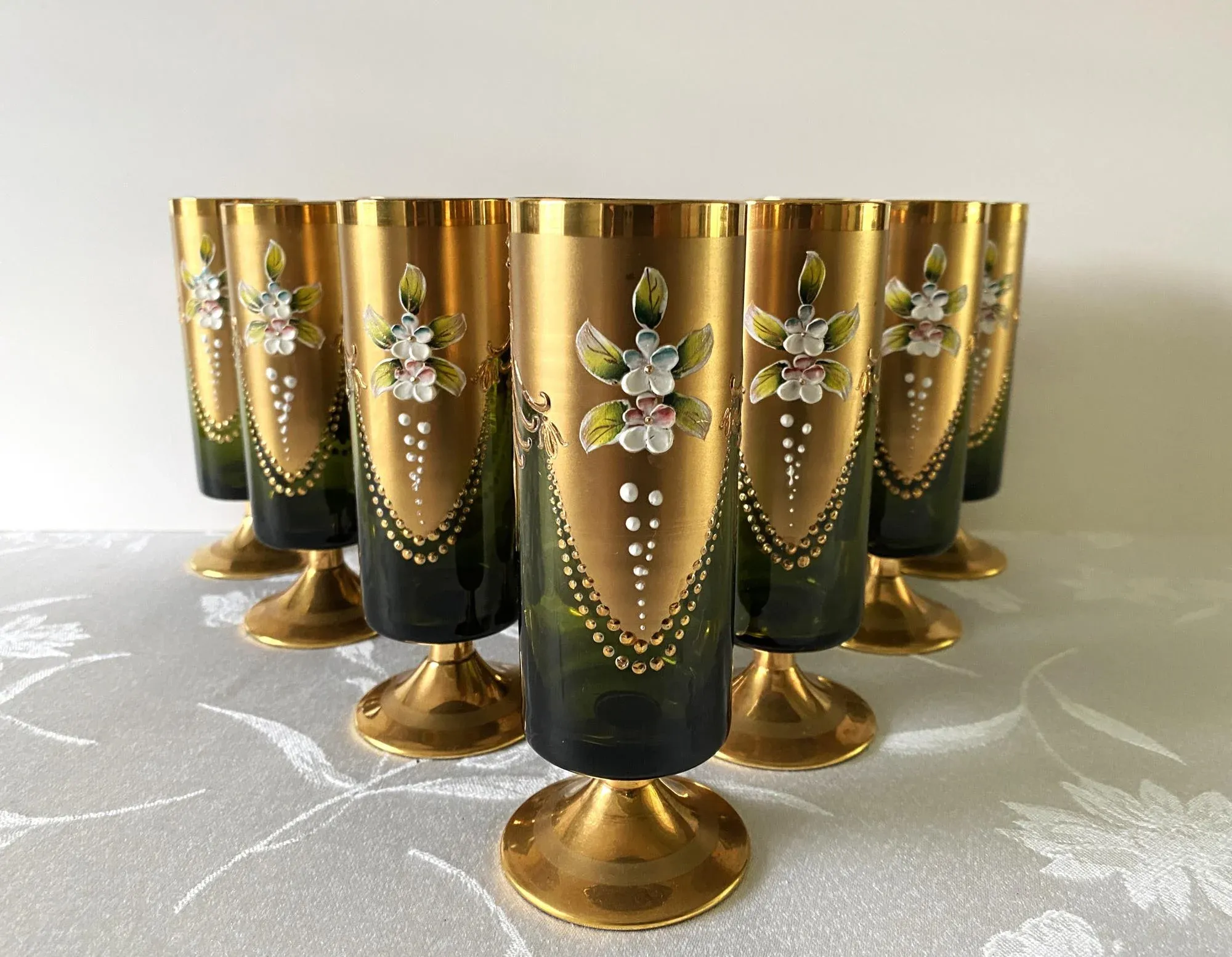 1950s Mid-Century, Blown Glass Cocktail Glasses, Salviati Murano
