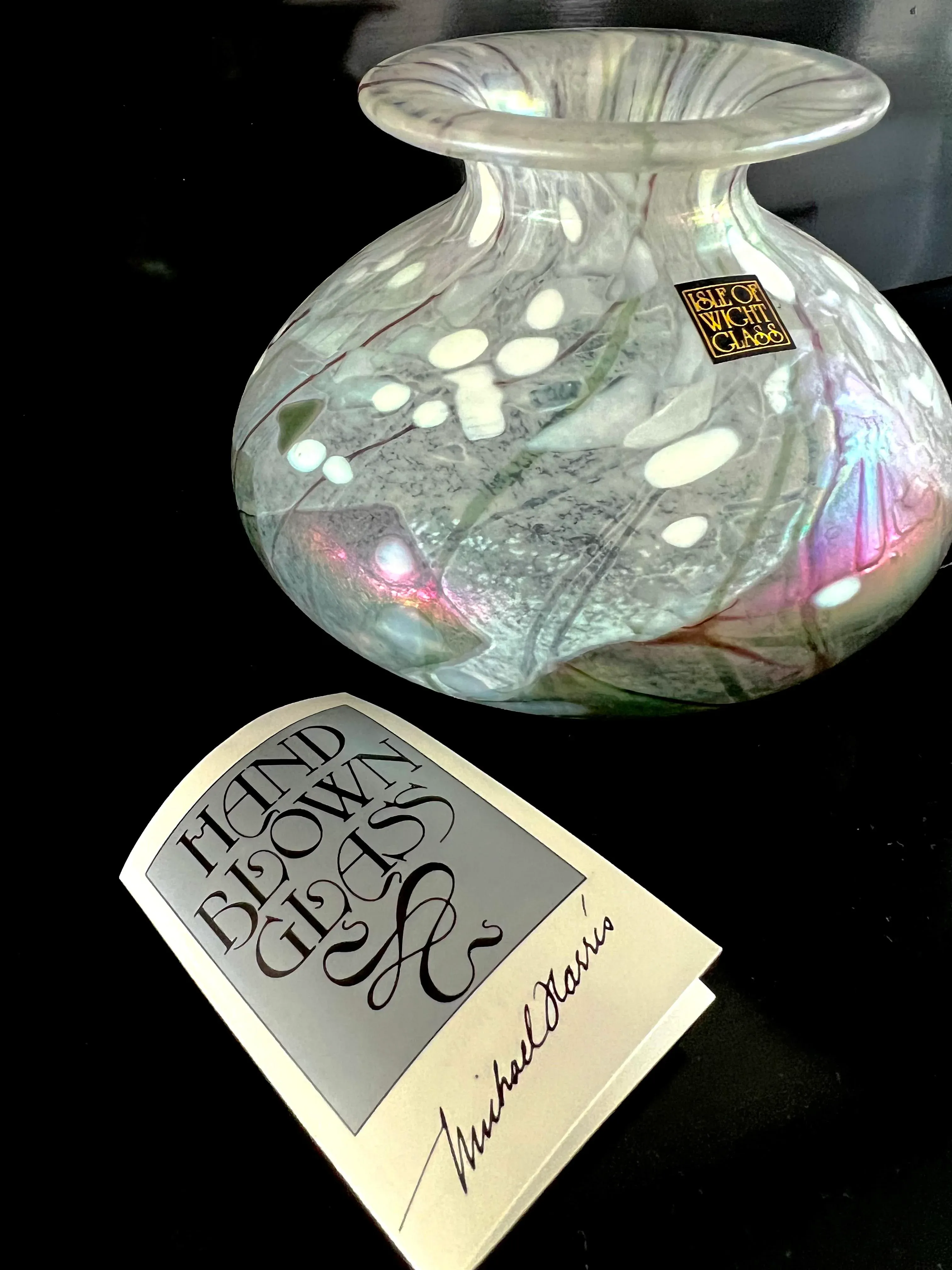 ◆ Isle of wight studio glass 花瓶 ビンテージ ◆ Vintage Isle of Wight Studio Art Glass Vase Flower Garden