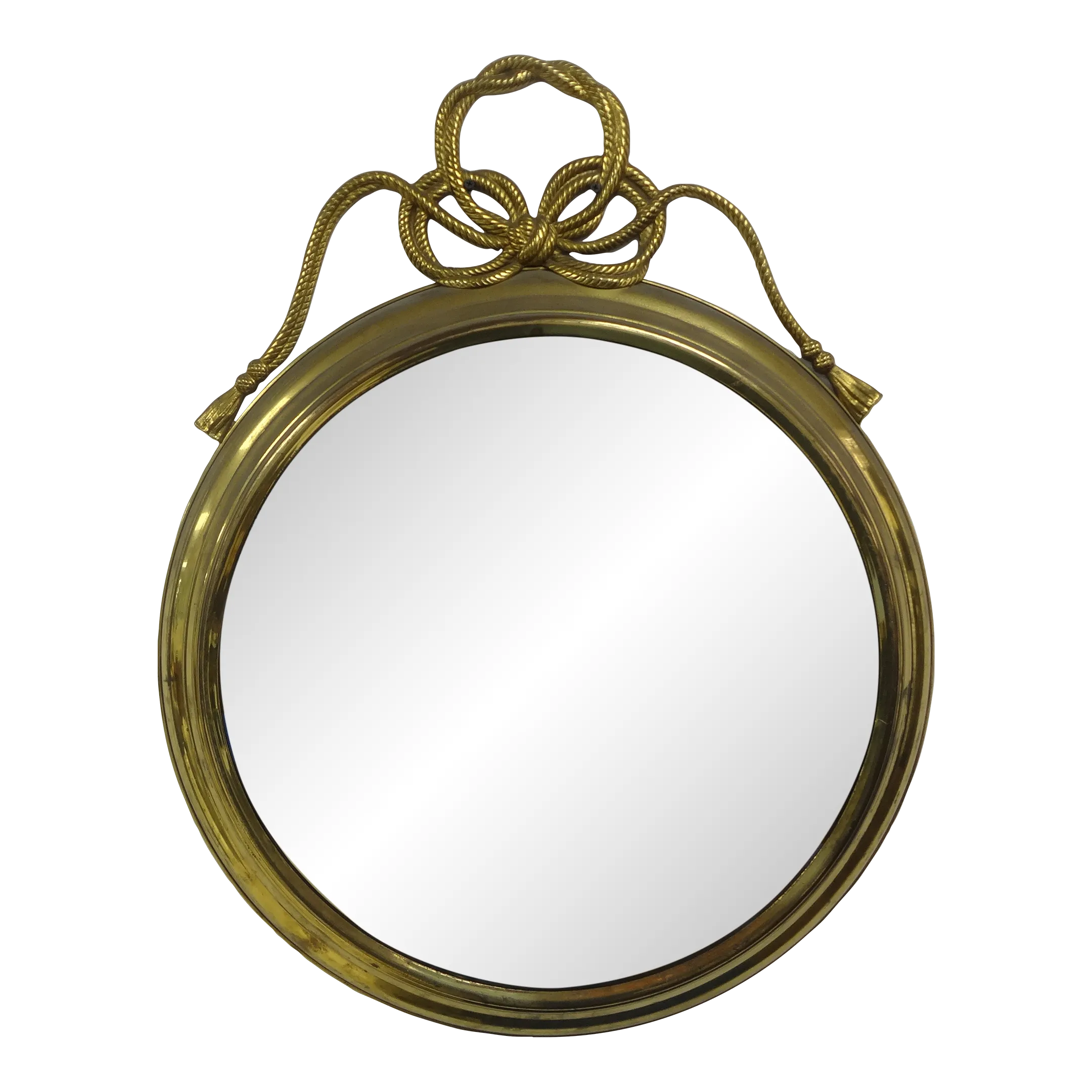 1960s Italian Modern Brass Mirror With Bow