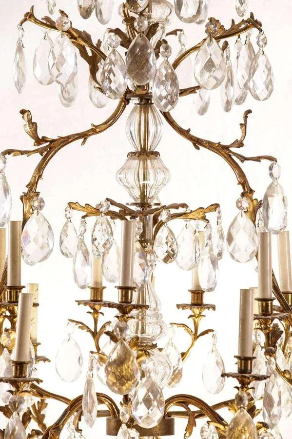 French Gilt Bronze and Cut-Glass 14-Light Chandelier, 19th Century