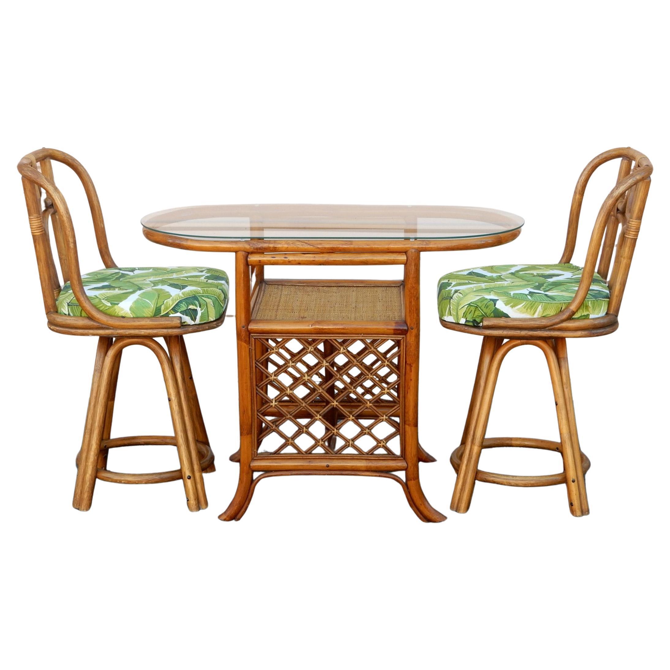 Vintage Rattan Cane Bistro Table and Chair Honeymoon Set Set - Main Image