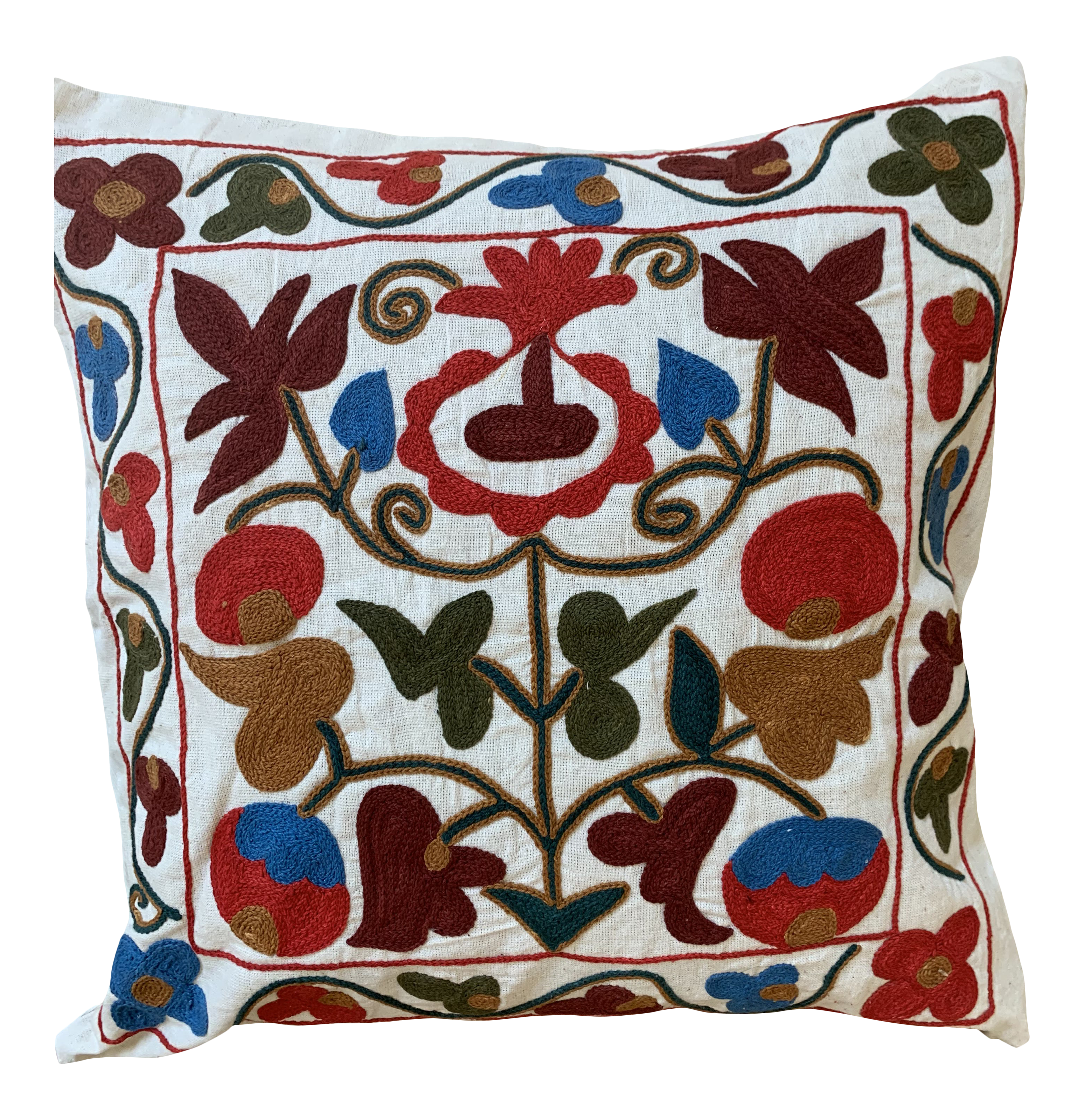 Turkish Suzani Pillow Cover 17ʺw 17ʺh Chairish