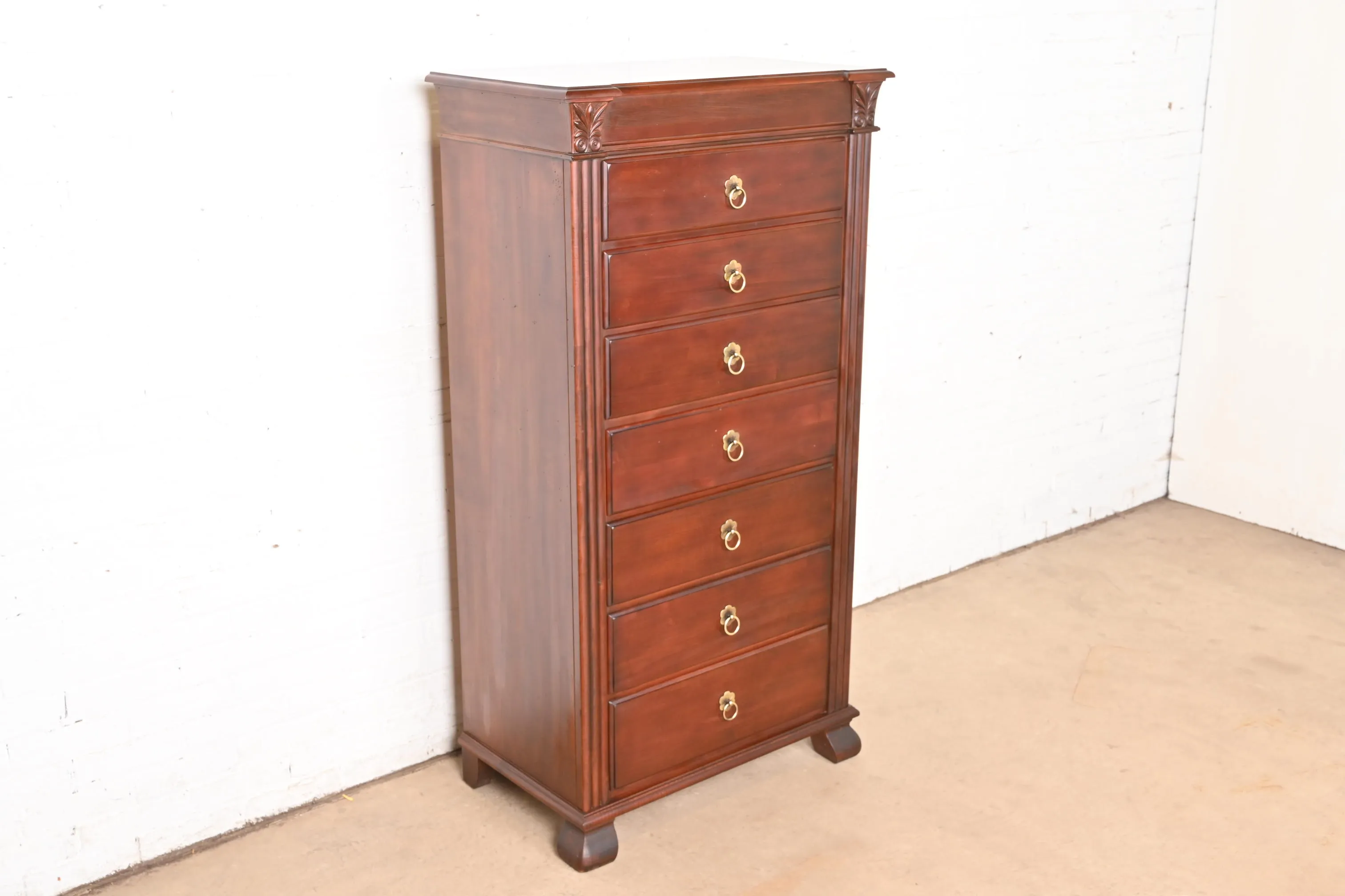 Ethan Allen British Colonial Carved Maple Highboy Dresser, image size:3024x2016