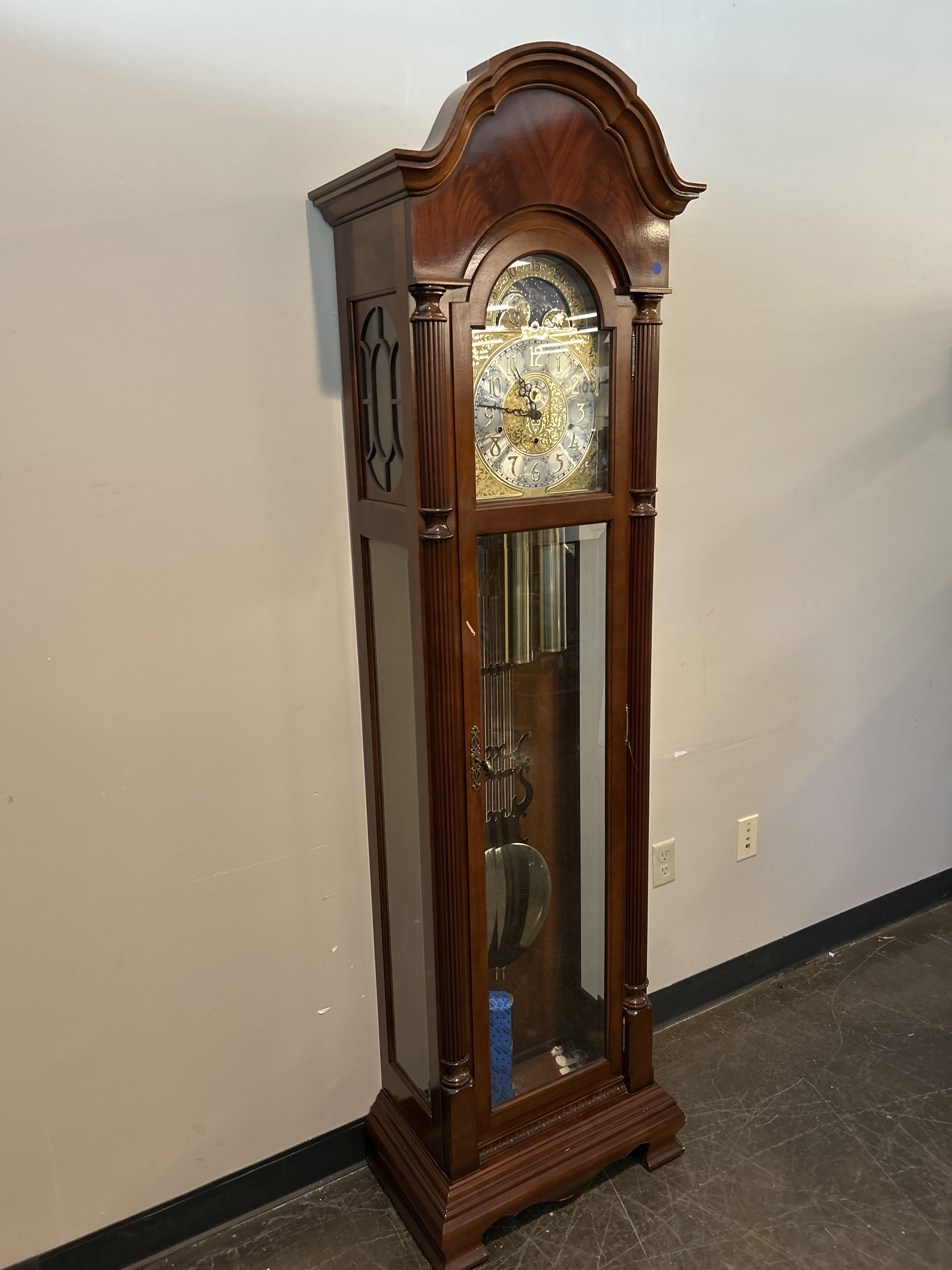 1980s Sligh Moon Dial Grandfather Clock With Chimes | Chairish