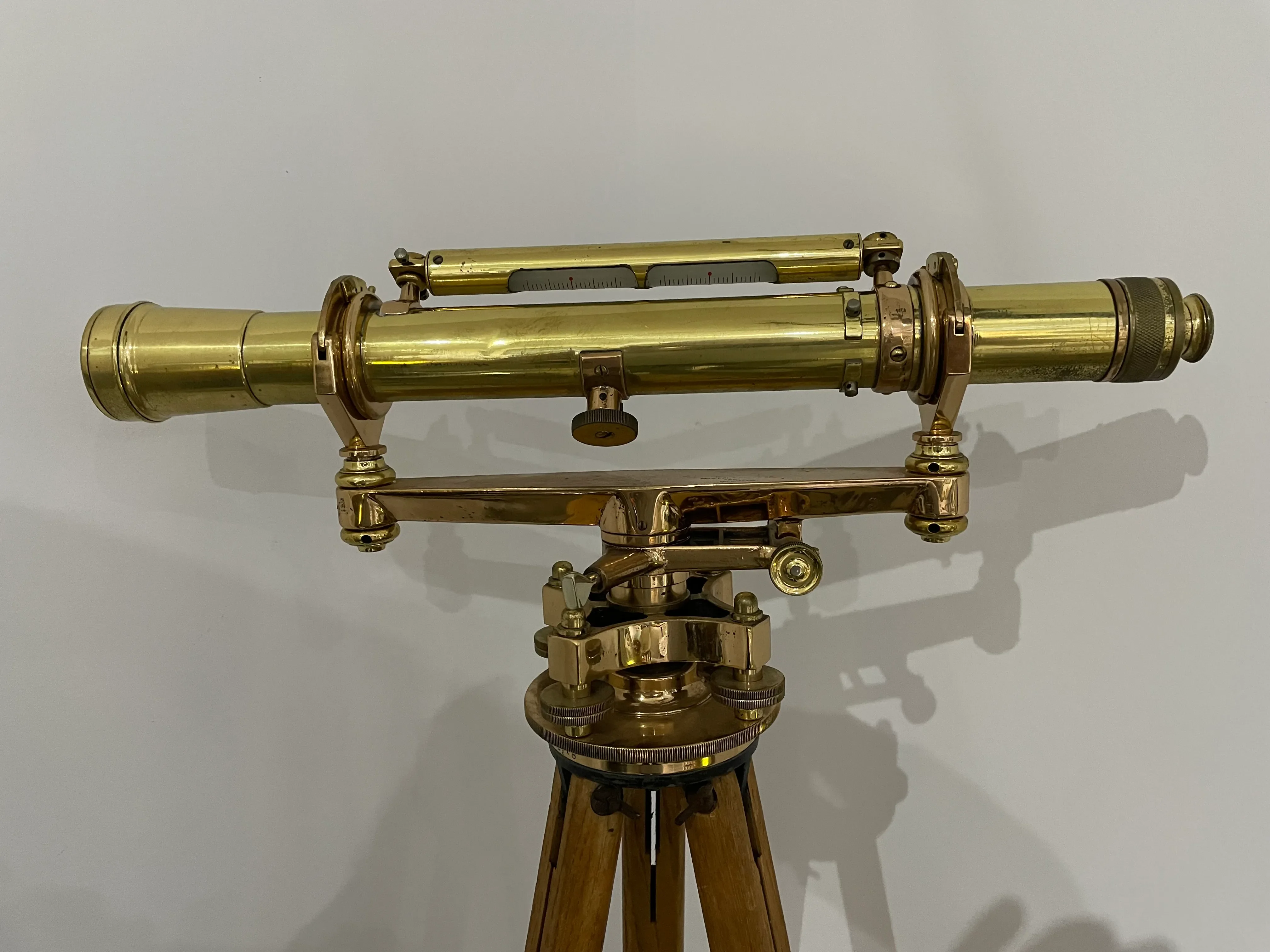 1953 Keuffel & Esser Surveyer\'s Transit on Outdoor Wood Tripod