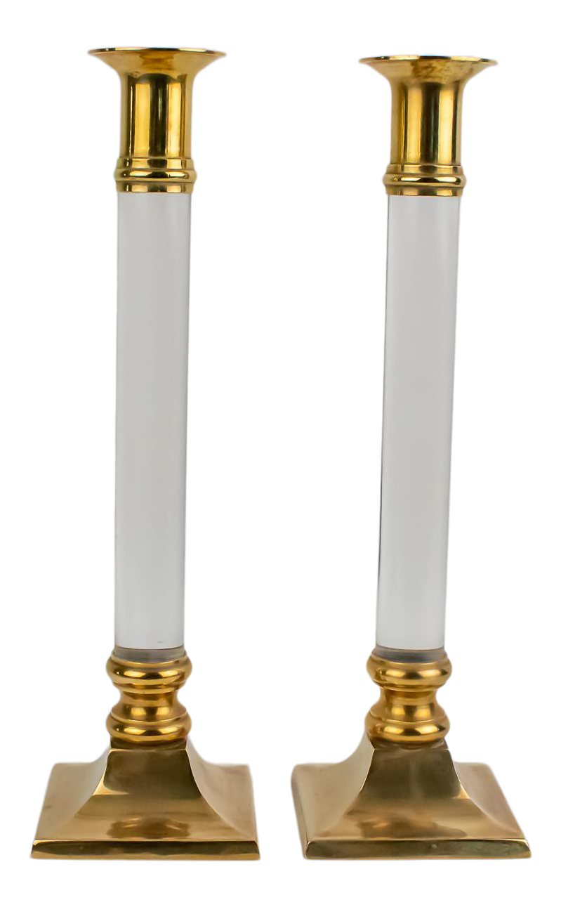 Vintage Lucite and Brass Candlestick Holders a Pair Chairish