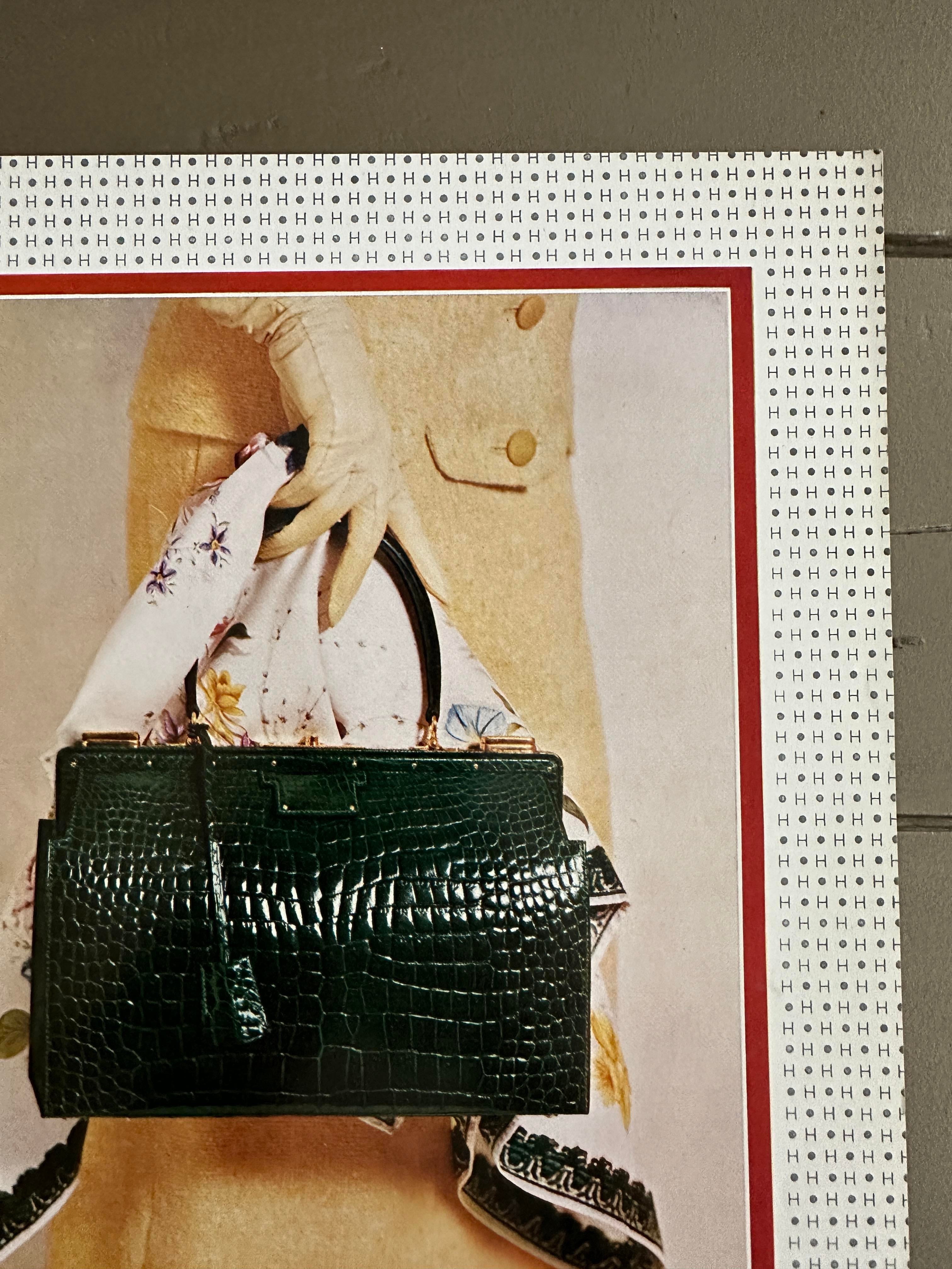 1963 French Mid-Century Vintage Hermès Advertisement Print, Green