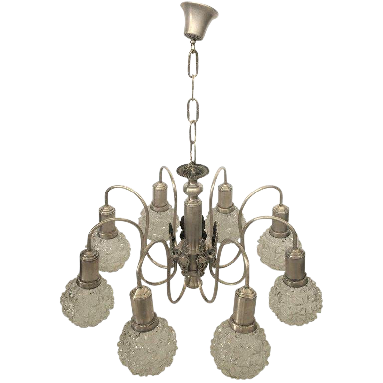 Art Deco Spider Ceiling Lamp With Eight Cut Glass Balls Chairish