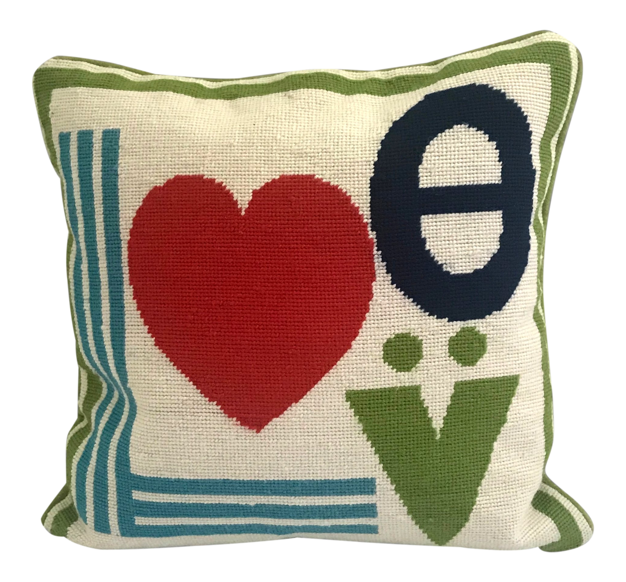 Jonathan Adler Needlepoint Love Heart Velvet Pillow Chairish