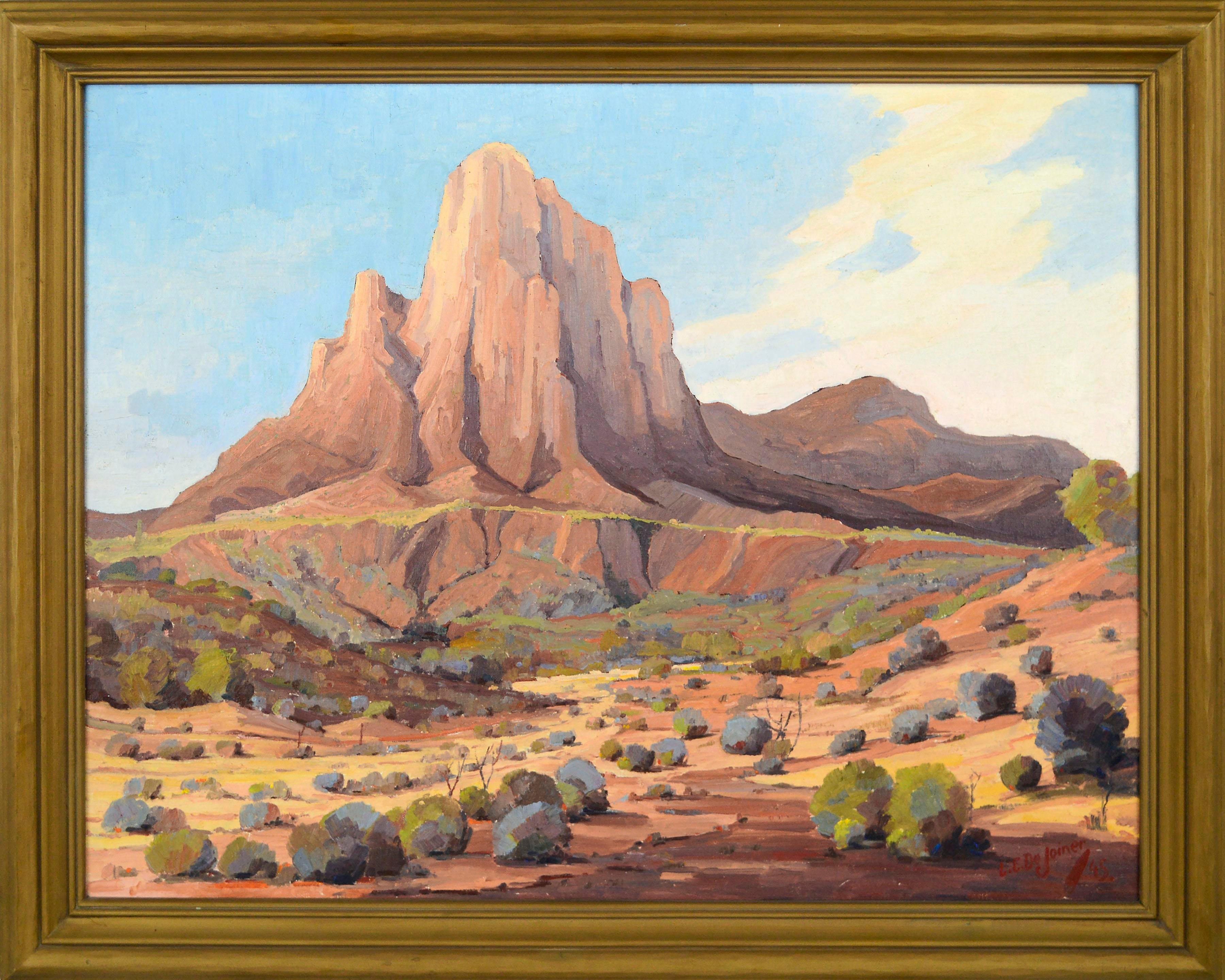 1945 "Picacho Peak, Arizona" Southwest Landscape Oil Painting by Luther