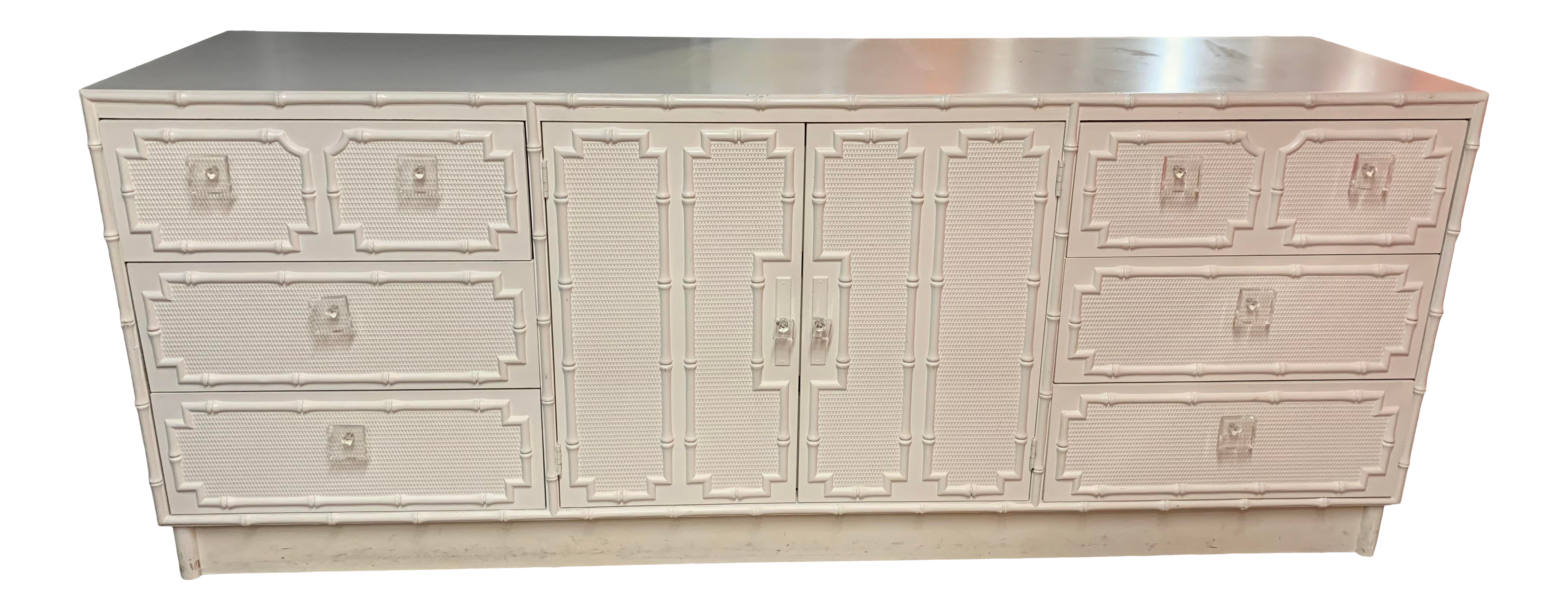 Faux Bamboo Dresser With Lucite Knobs Chairish