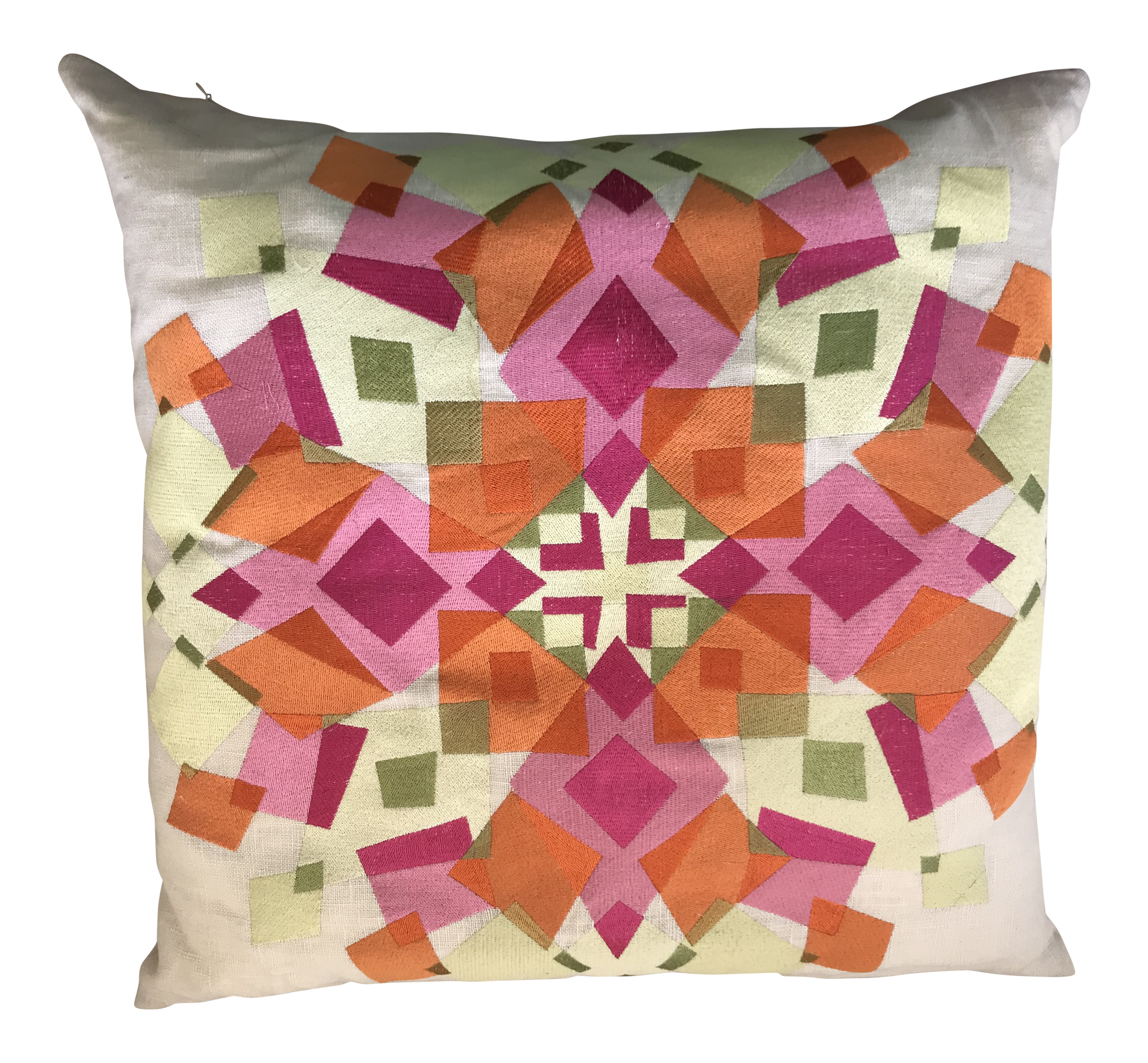 Trina Turk Embroidered Geometric Floral Pillow Chairish
